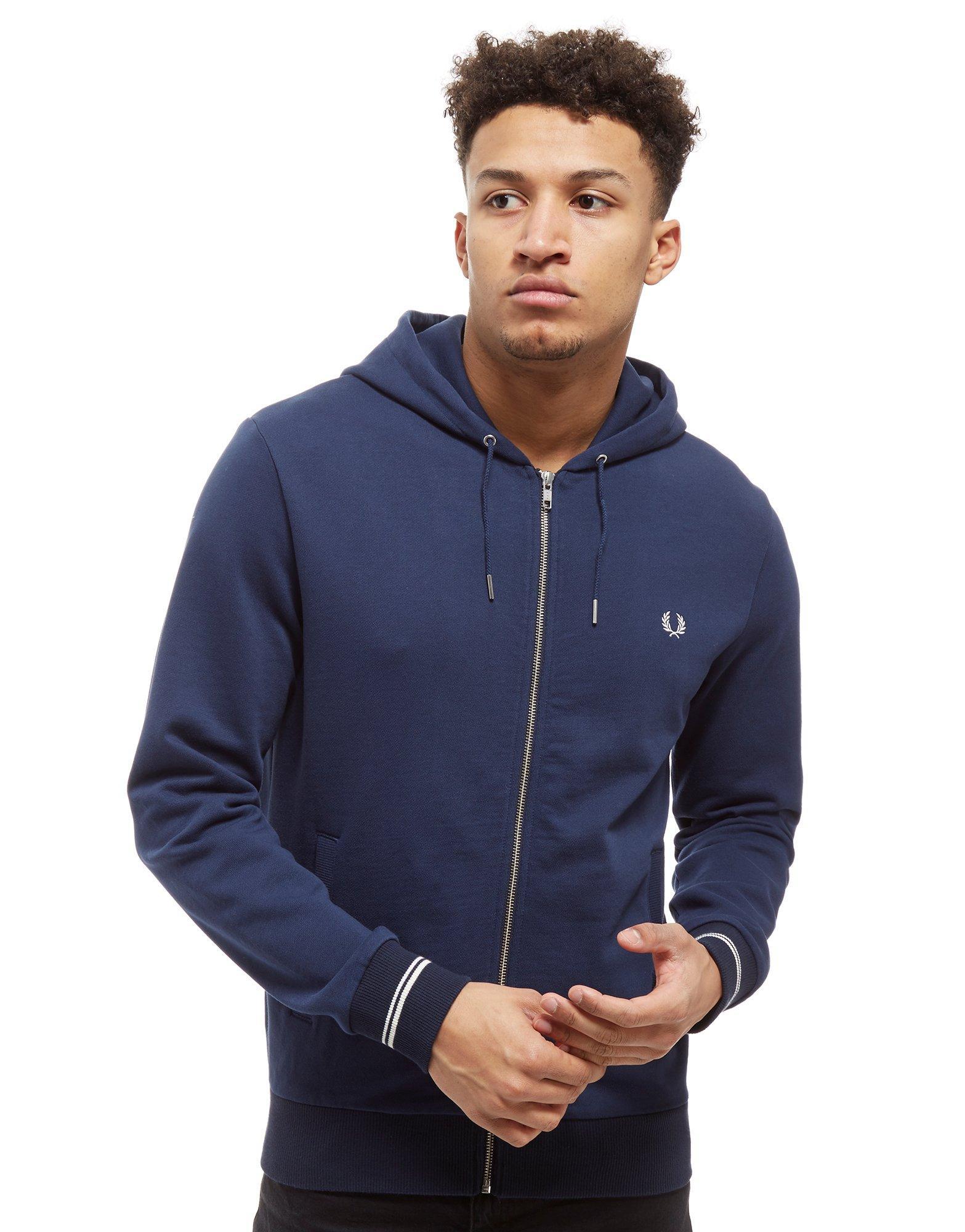 Fred Perry Cotton Core Zip Through Hoodie in Navy (Blue) for Men - Lyst