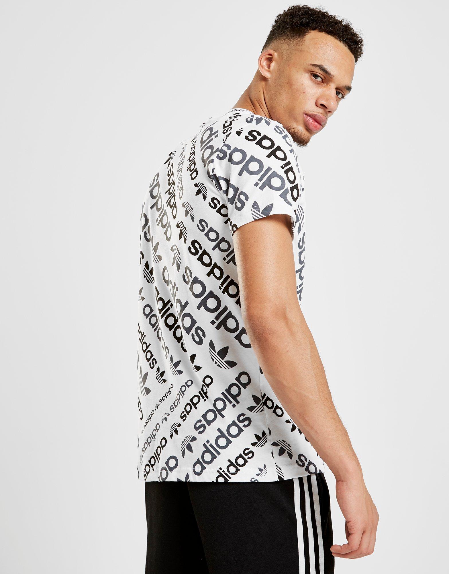 adidas originals longline trefoil all over print t shirt