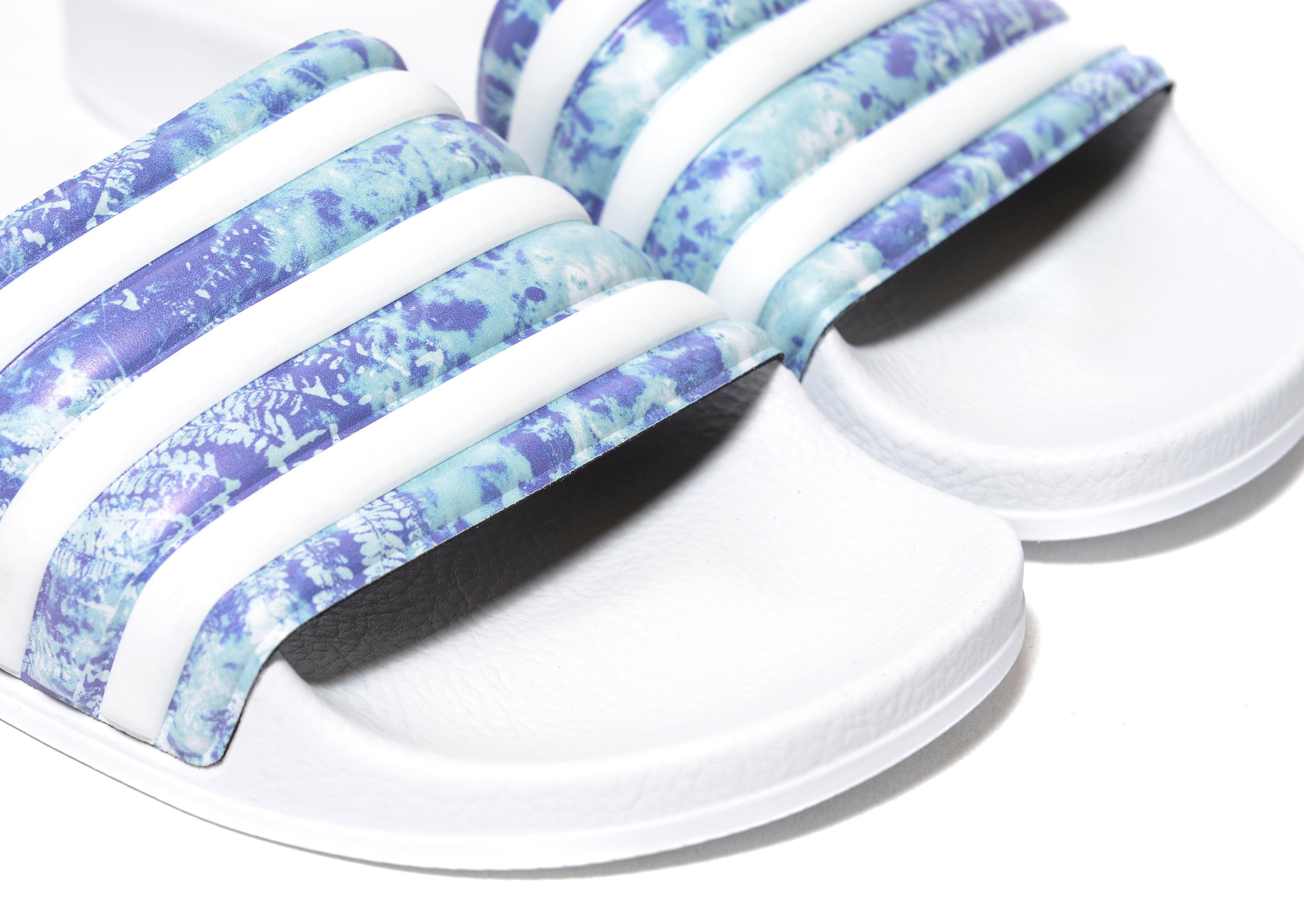  adidas  Originals Synthetic Adilette  Slides  in White Floral  