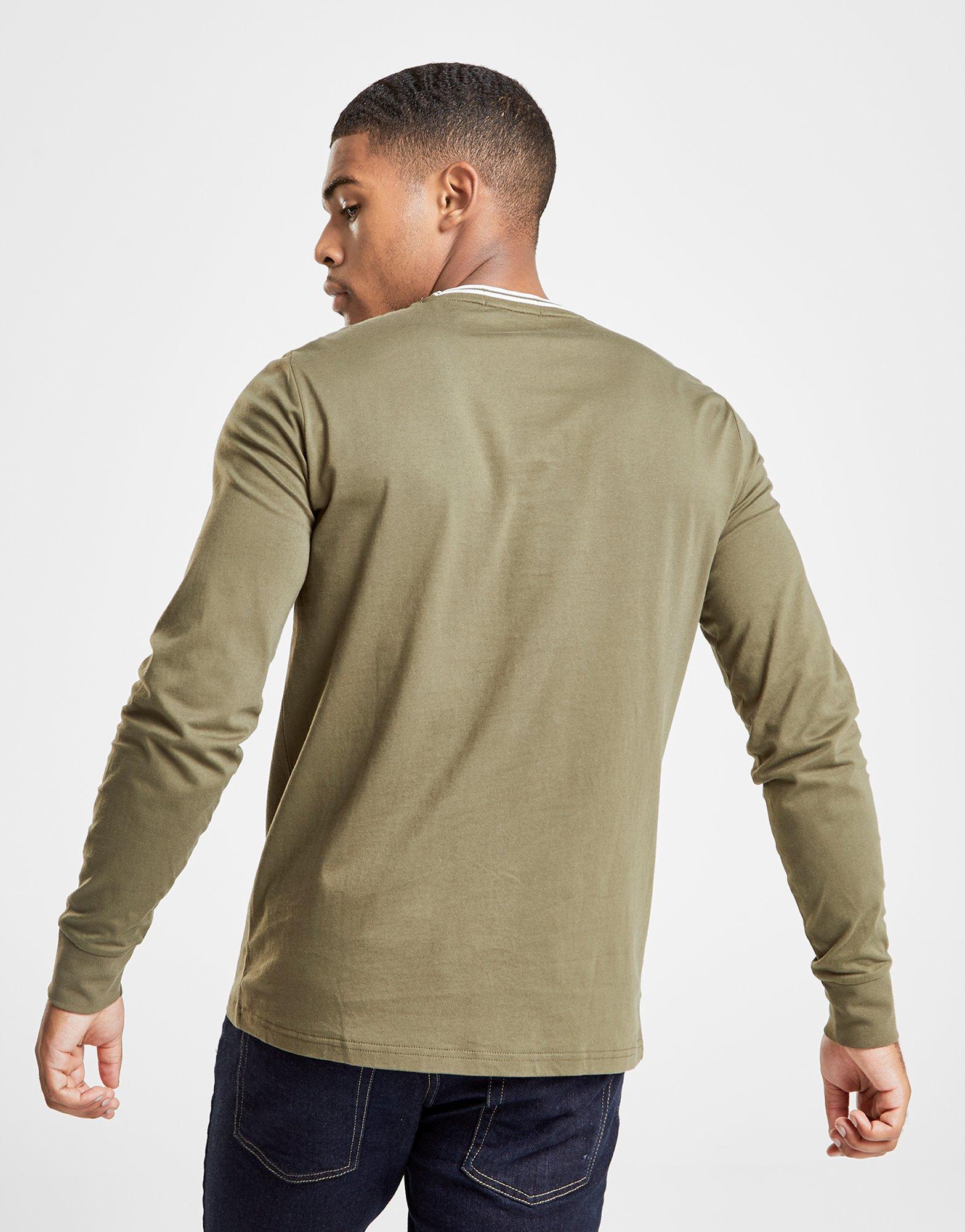 Fred Perry Cotton Tipped Long Sleeve T-shirt - Exclusive in Green/Green ...
