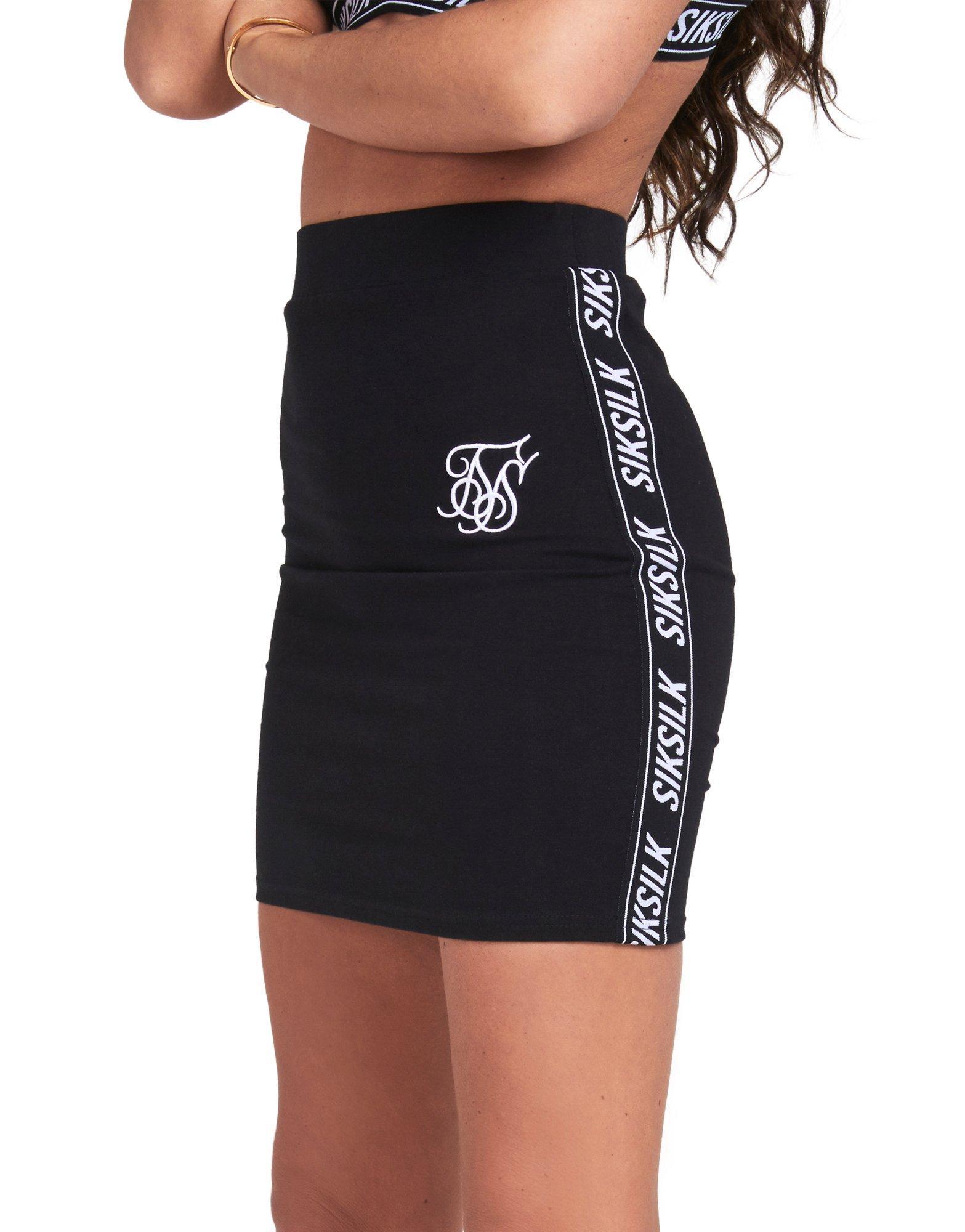 SIKSILK Cotton Tape Skirt in Black 