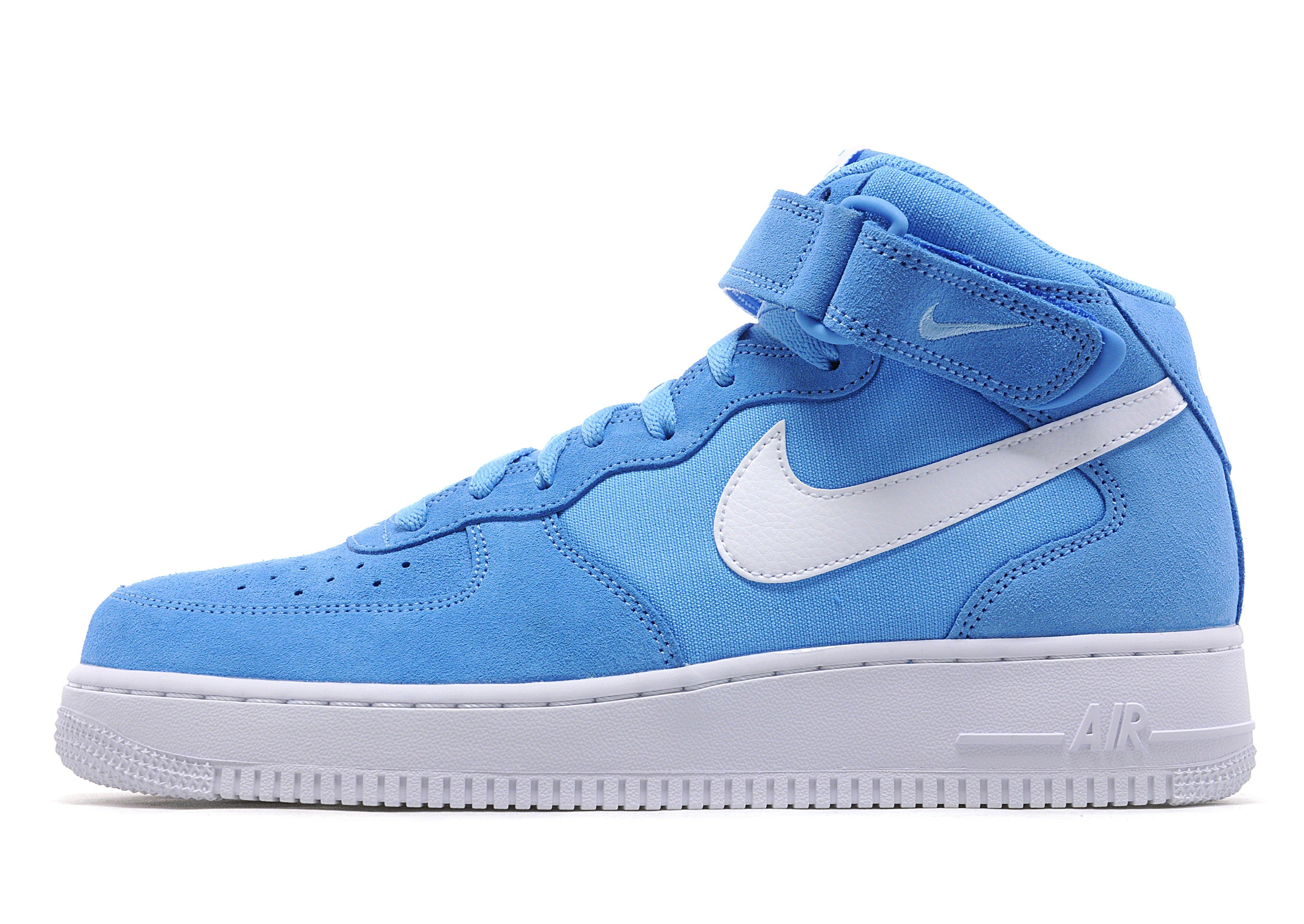Nike Suede Air Force 1 Mid in University Blue/White (Blue) - Lyst