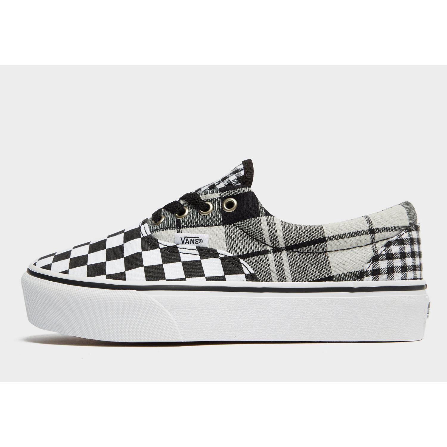 vans era plaid black