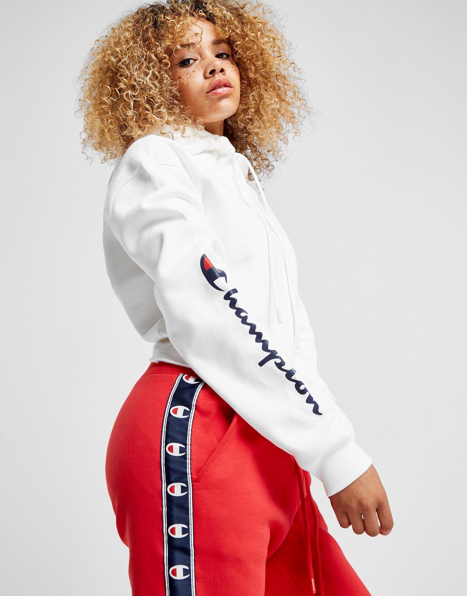 champion cropped hoodie white