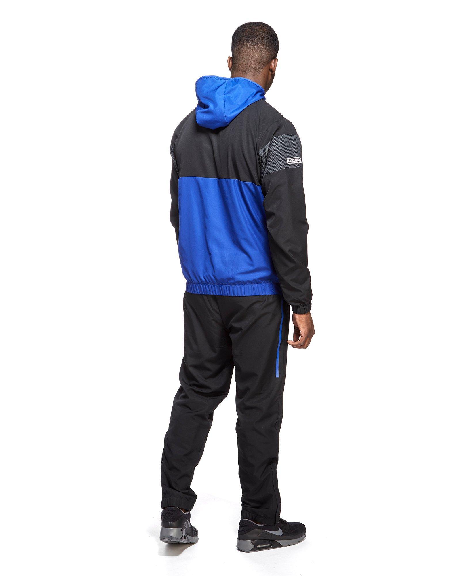 Lacoste Synthetic Colour Block Tracksuit in Black/Blue (Blue) for Men