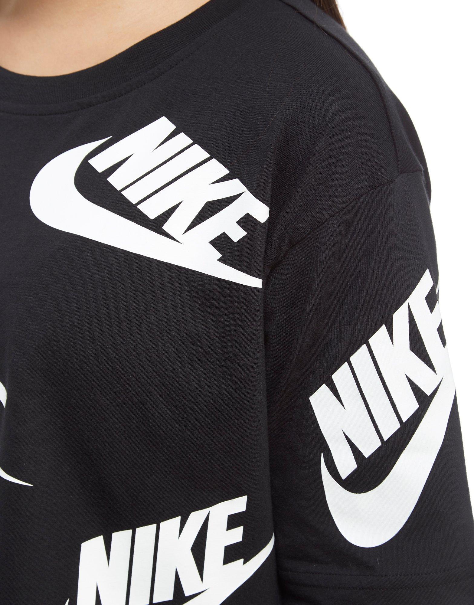 Nike Cotton All Over Print Futura Crop T-shirt in Black - Lyst