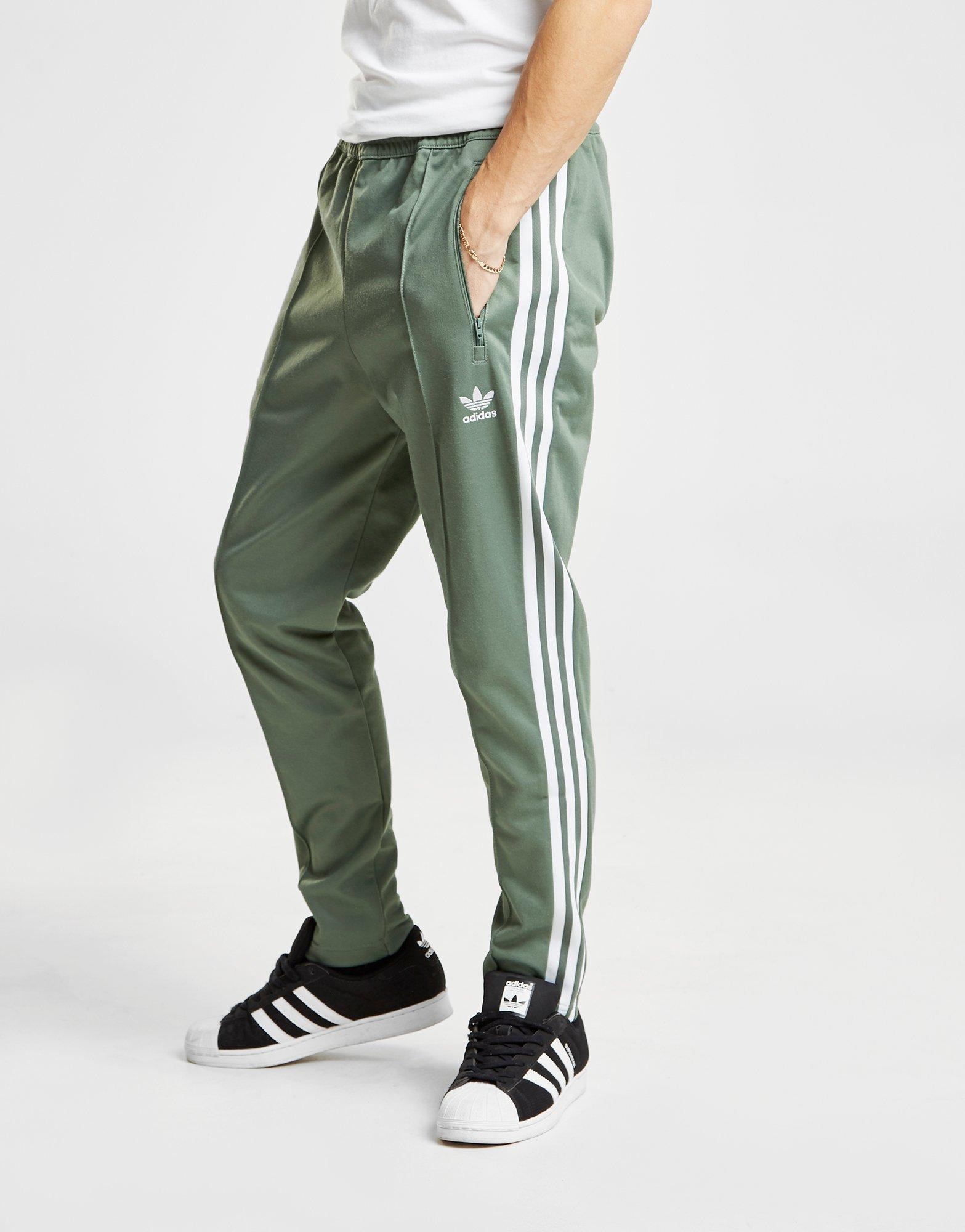adidas Originals Cotton Beckenbauer Cuffed Track Pants in Green/Green ...