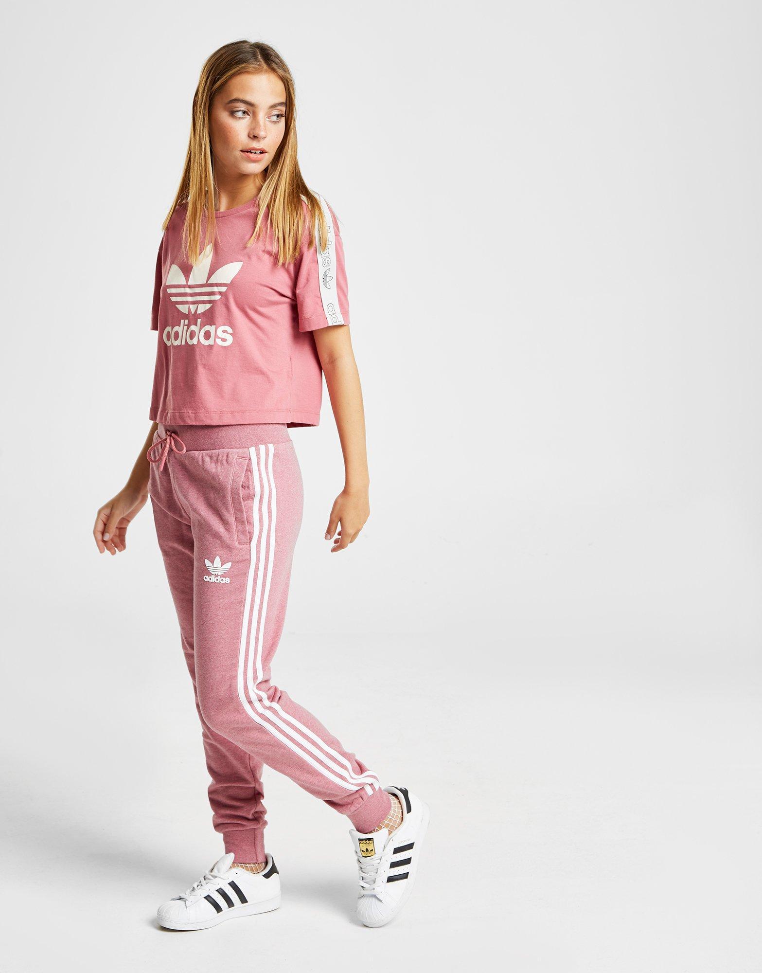 adidas track pants pink stripe