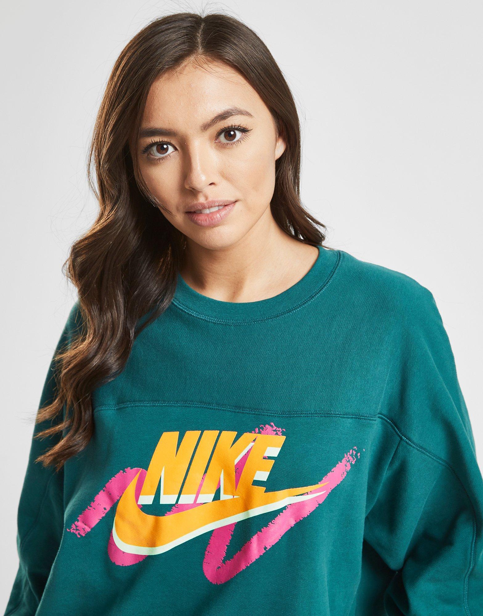 Nike Cotton Archive Crew Sweatshirt In Green Orange Green Lyst [ 2000 x 1567 Pixel ]