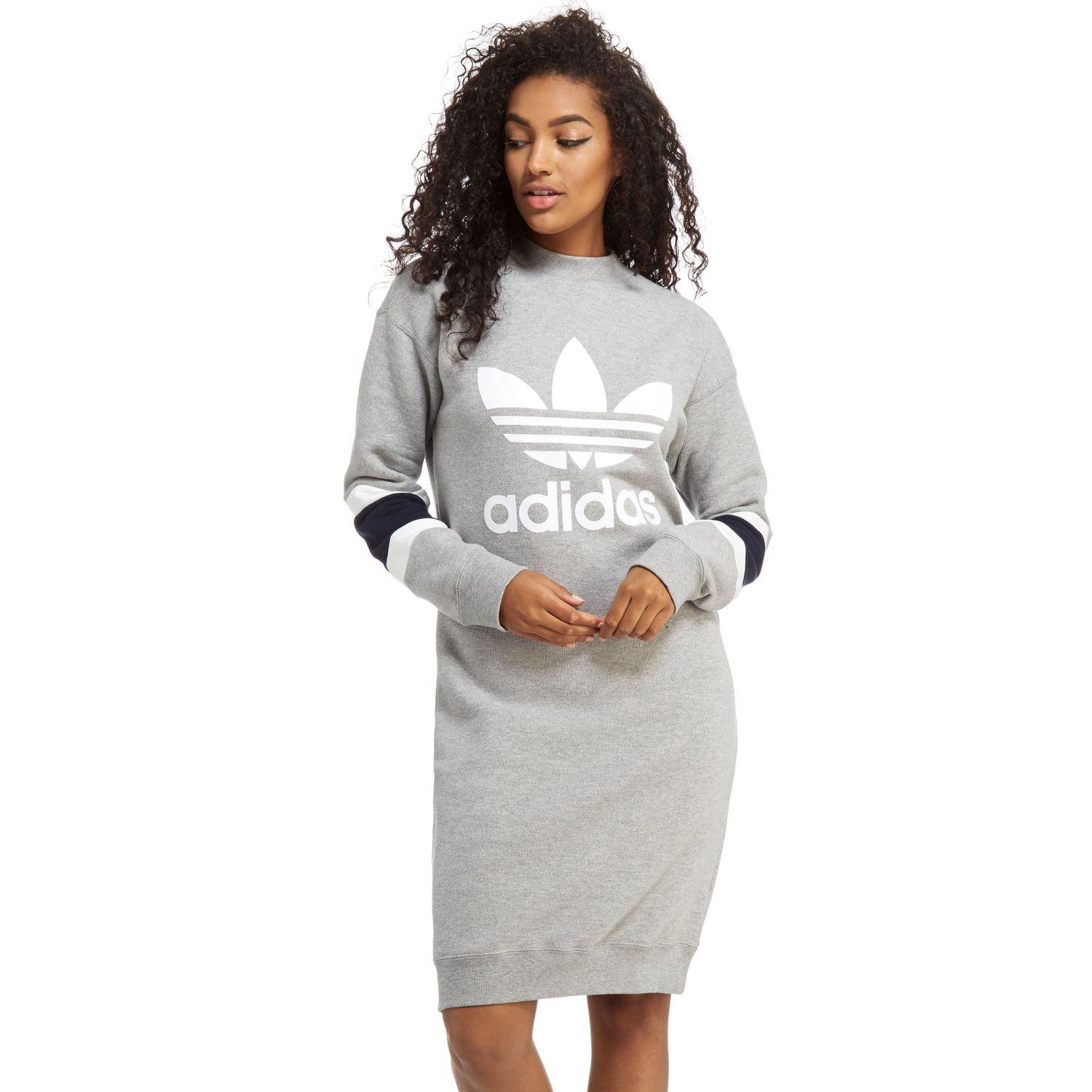 amme Legitimationsoplysninger champignon adidas Originals Cotton High Neck Sweater Dress in Grey/White/Navy (Grey) -  Lyst