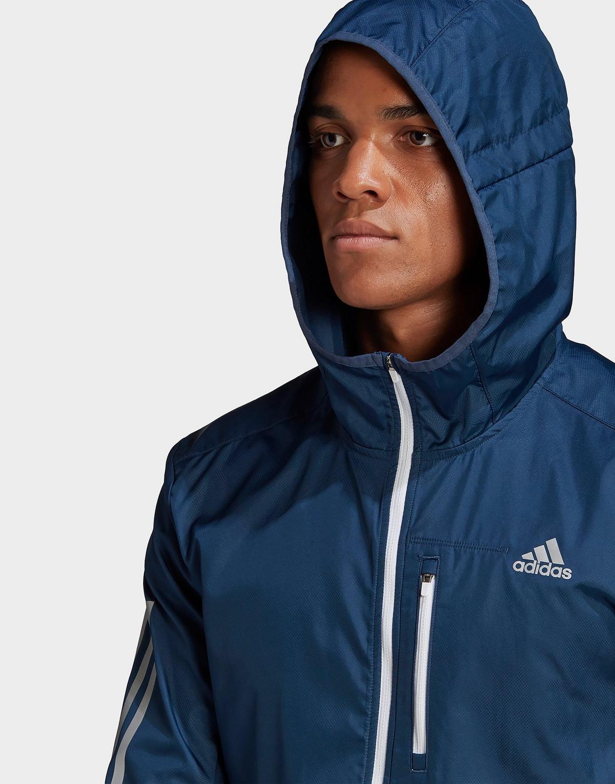 adidas Synthetic Own The Run Hooded Windbreaker in Blue for Men - Lyst