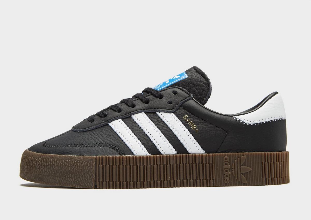 adidas originals samba rose sneakers in black with dark gum sole