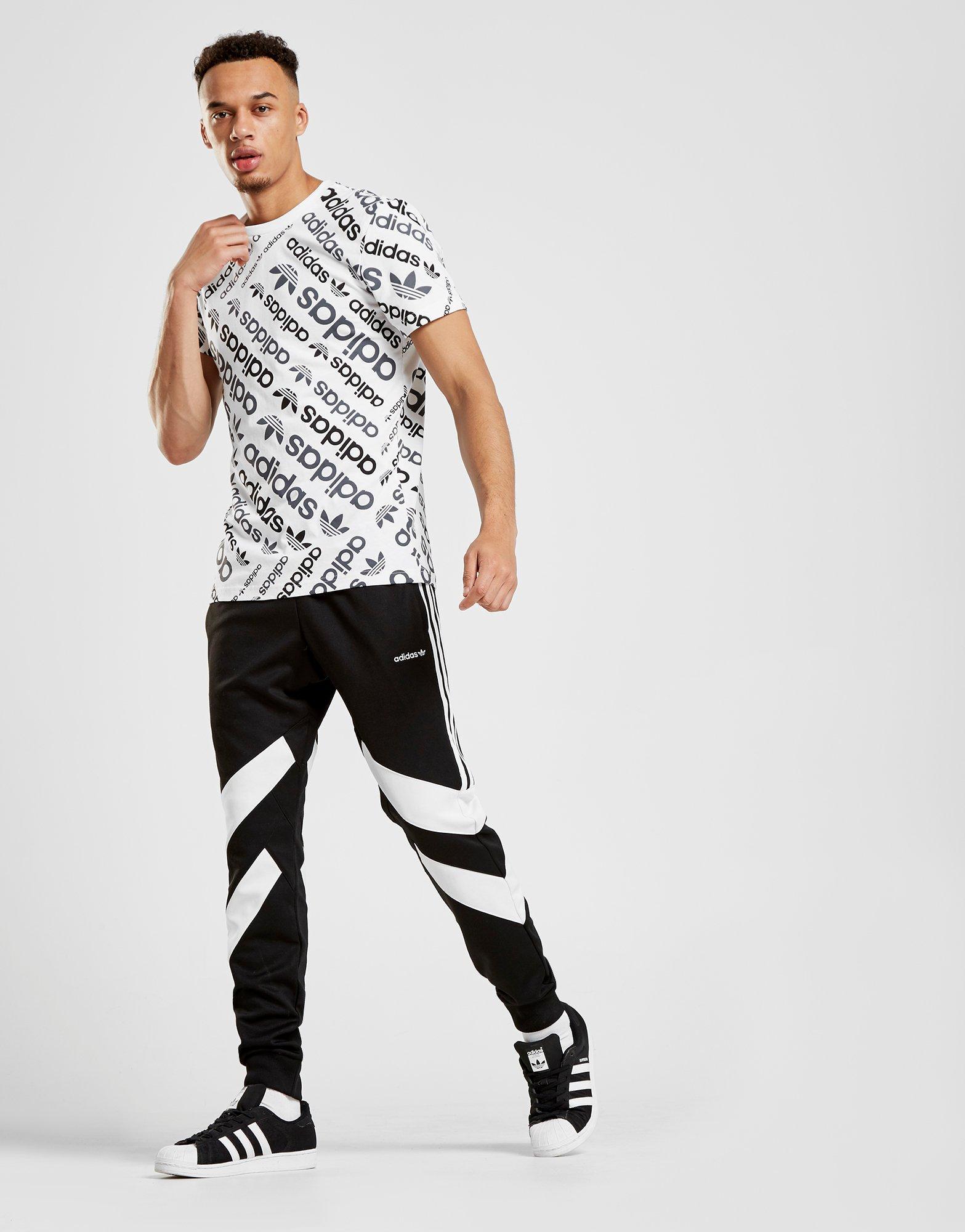 adidas originals longline trefoil all over print t shirt