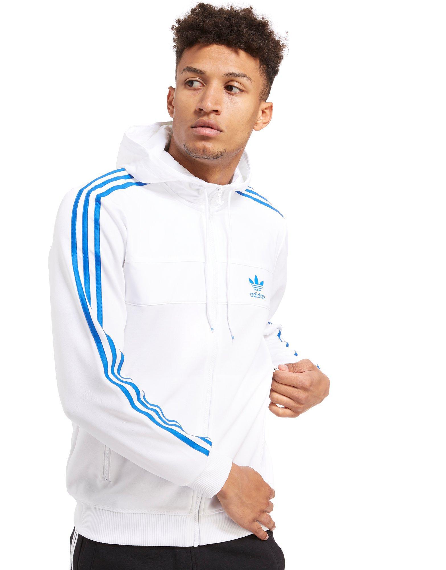 adidas Originals Cotton Country Full Zip Hoody in White/Blue (White) for  Men - Lyst