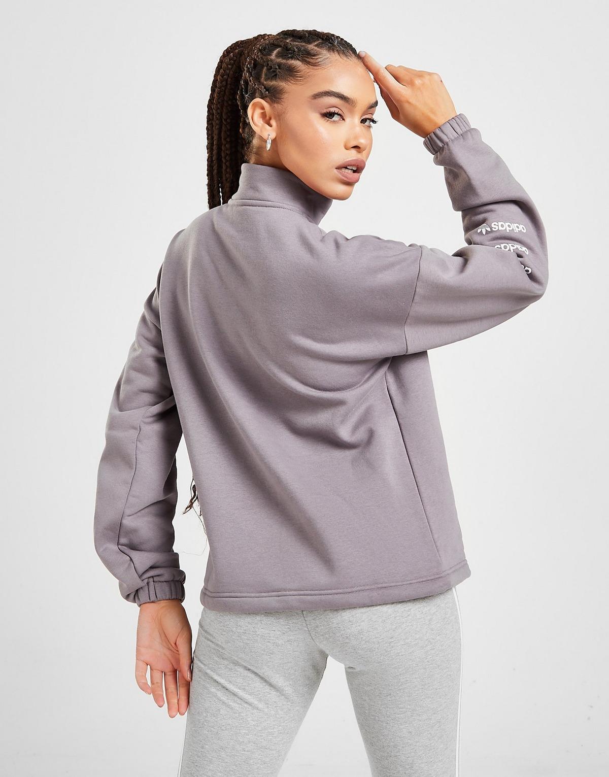 adidas Originals Fleece Repeat Linear 1/4 Zip Sweatshirt in Purple - Lyst