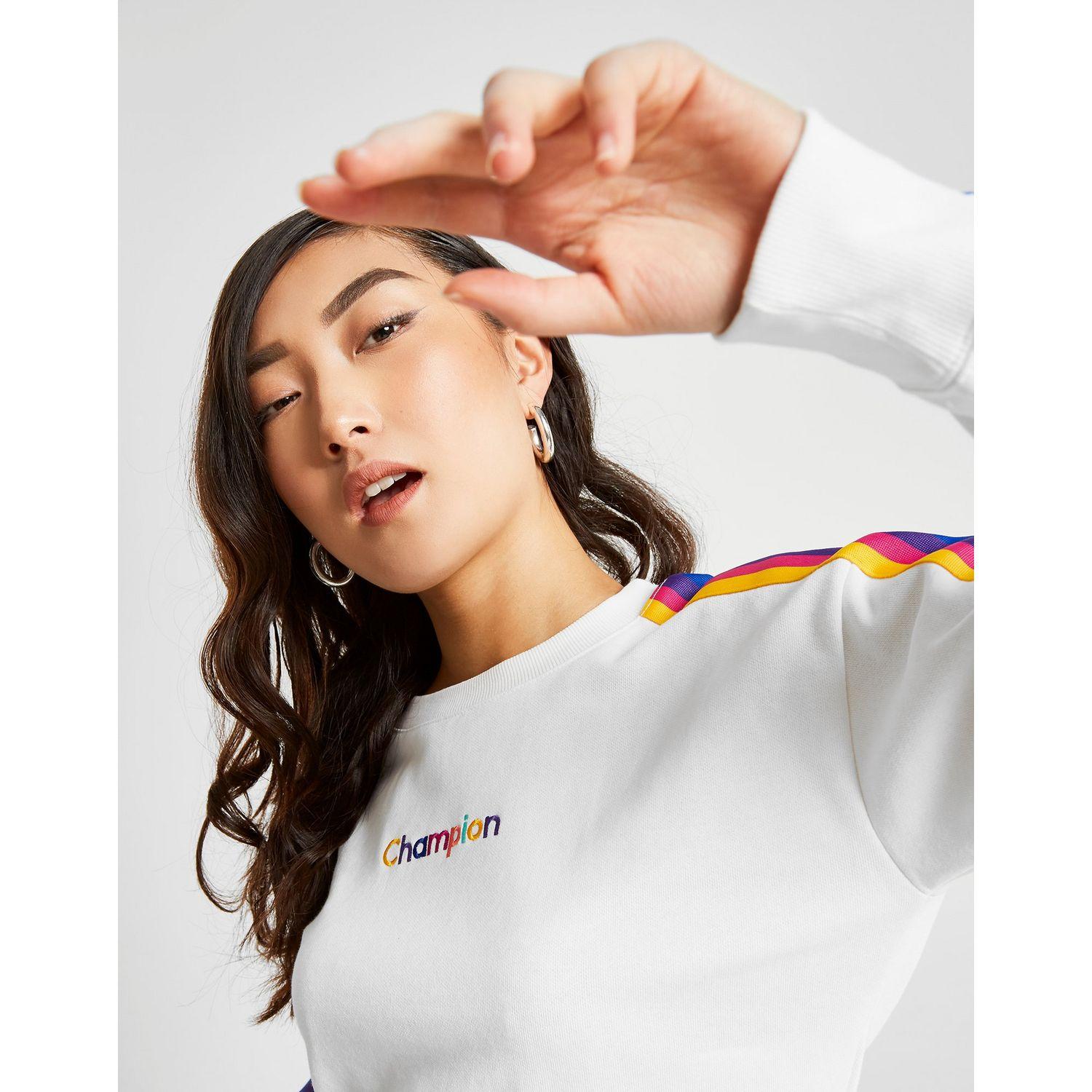 champion rainbow stripe cropped sweatshirt