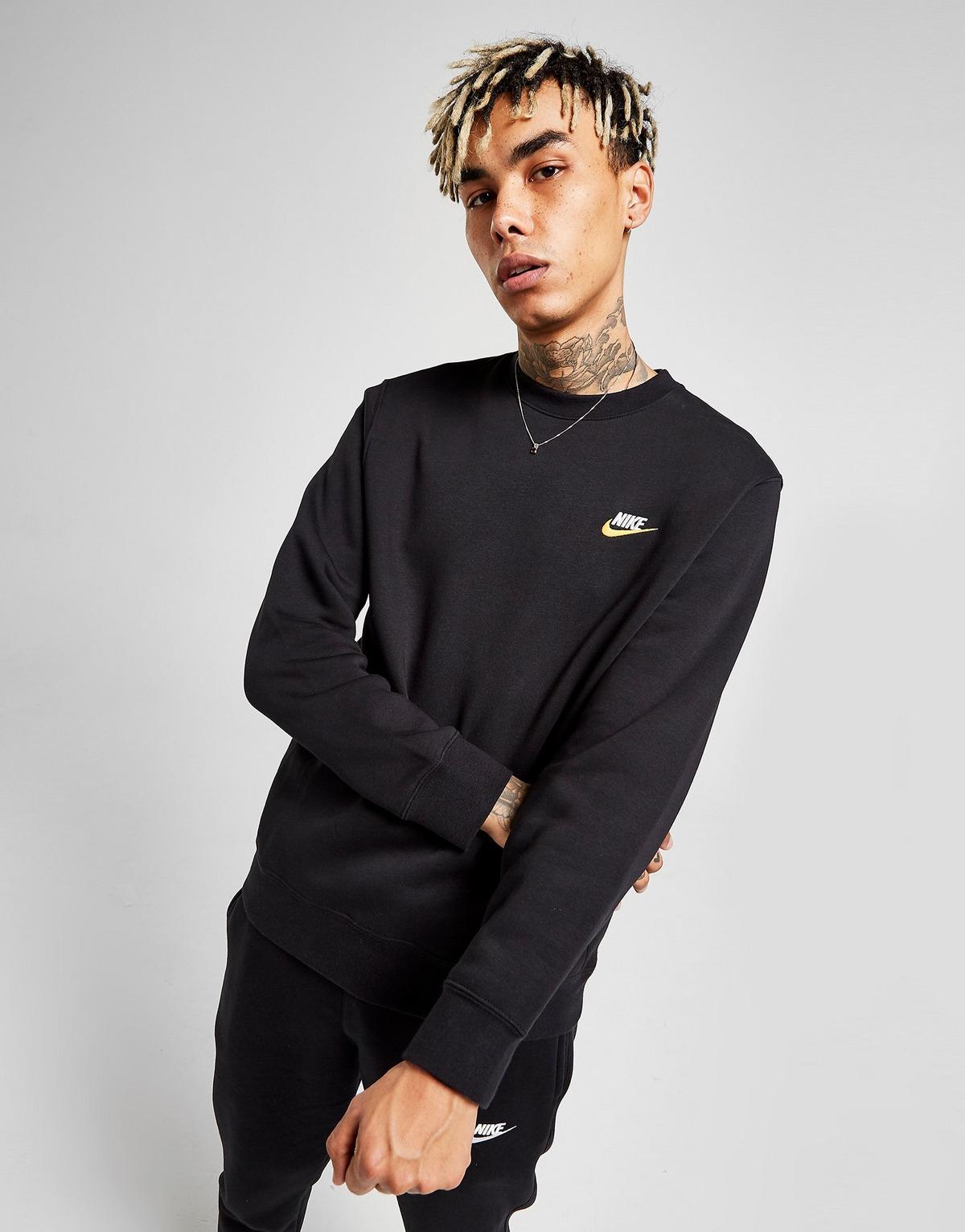 nike club crew neck sweat in black