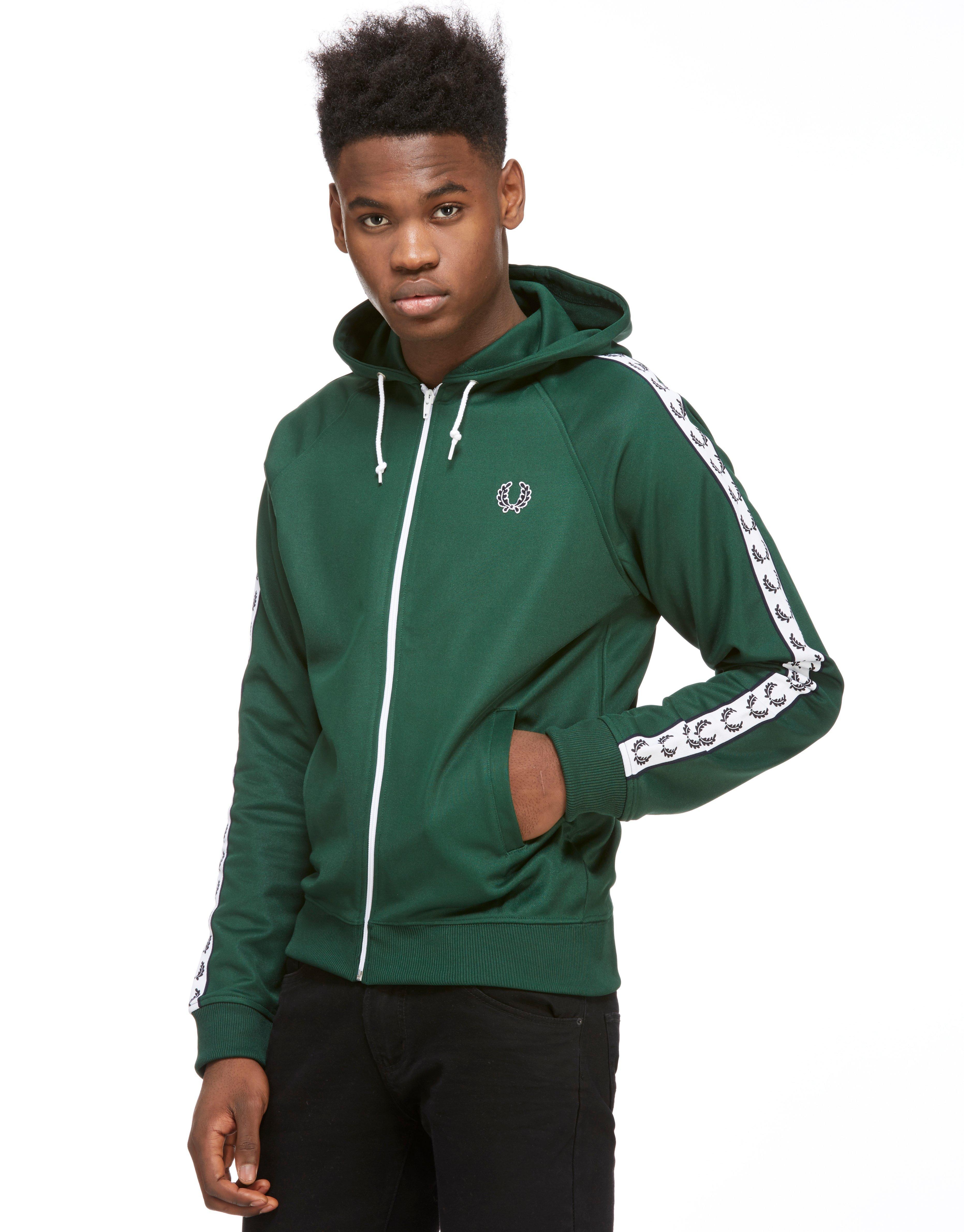 Fred Perry Cotton Tape Hoody in Green for Men - Lyst