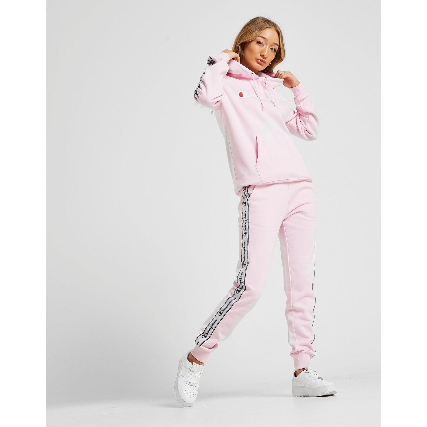 pink champion hoodie and sweatpants