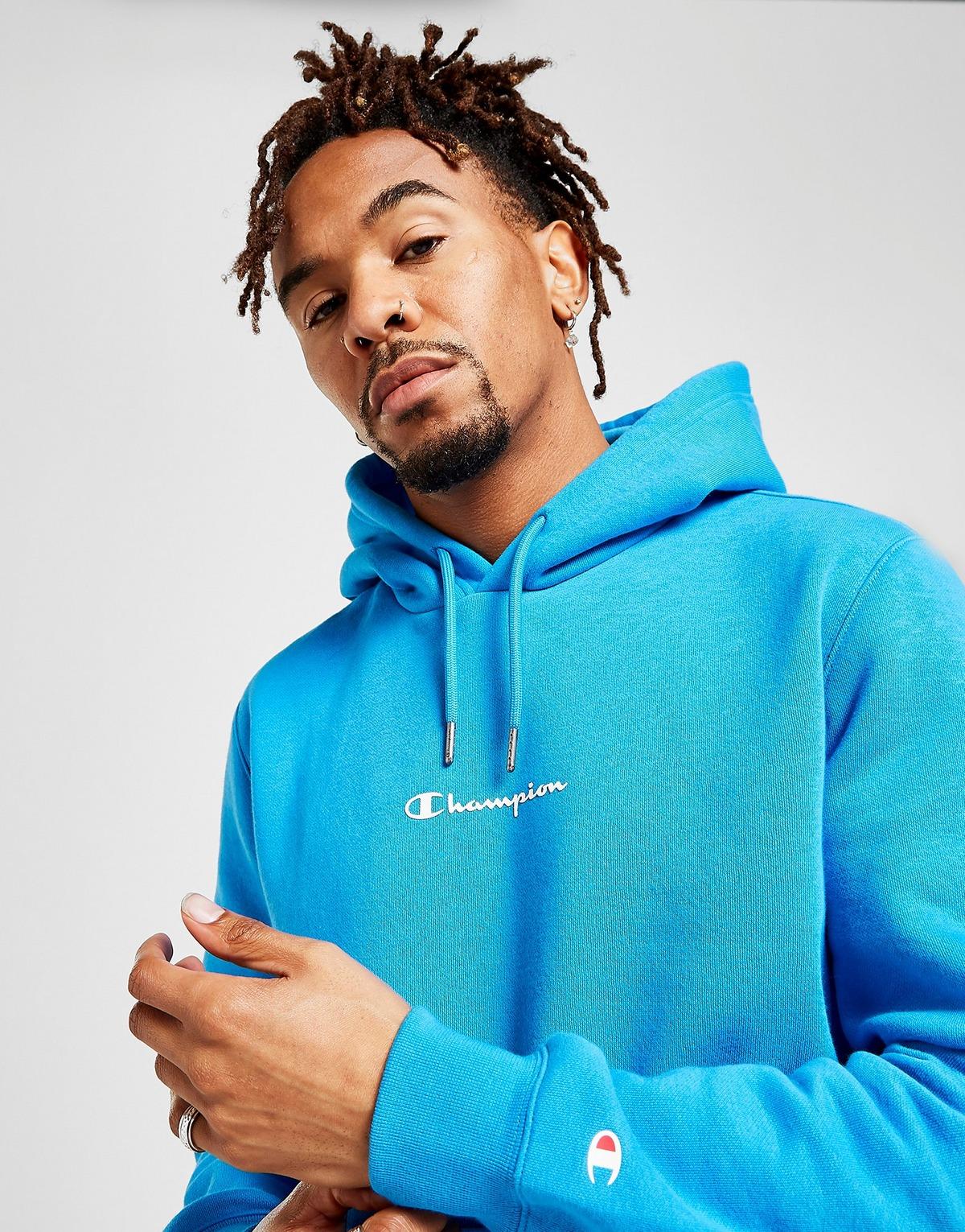 Champion Cotton Small Logo Hoodie in Blue for Men - Lyst