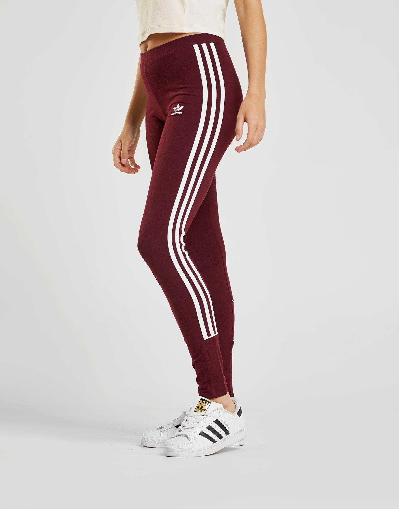 3-stripes Piping Leggings in Maroon 