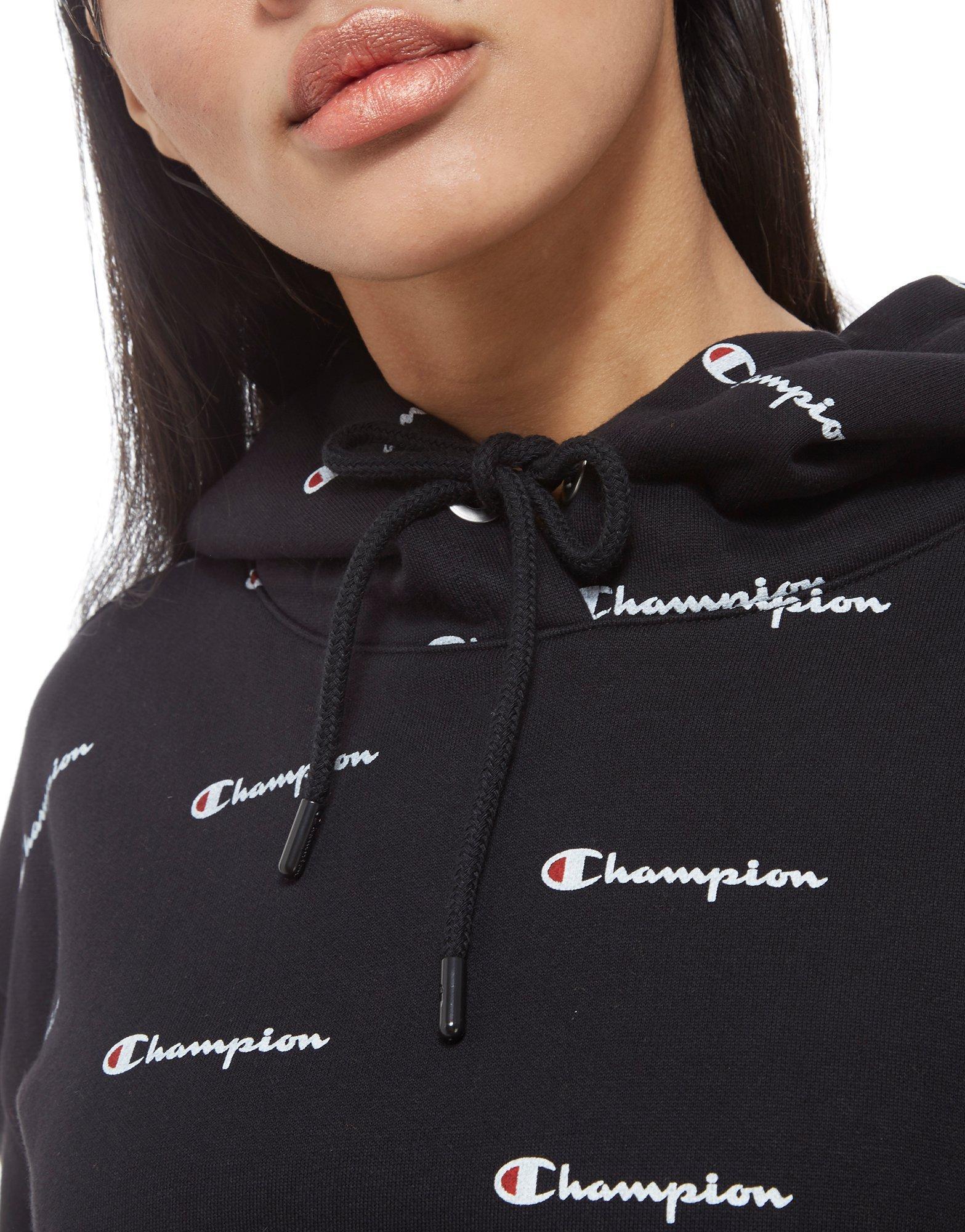 champion all over print script boyfriend hoodie
