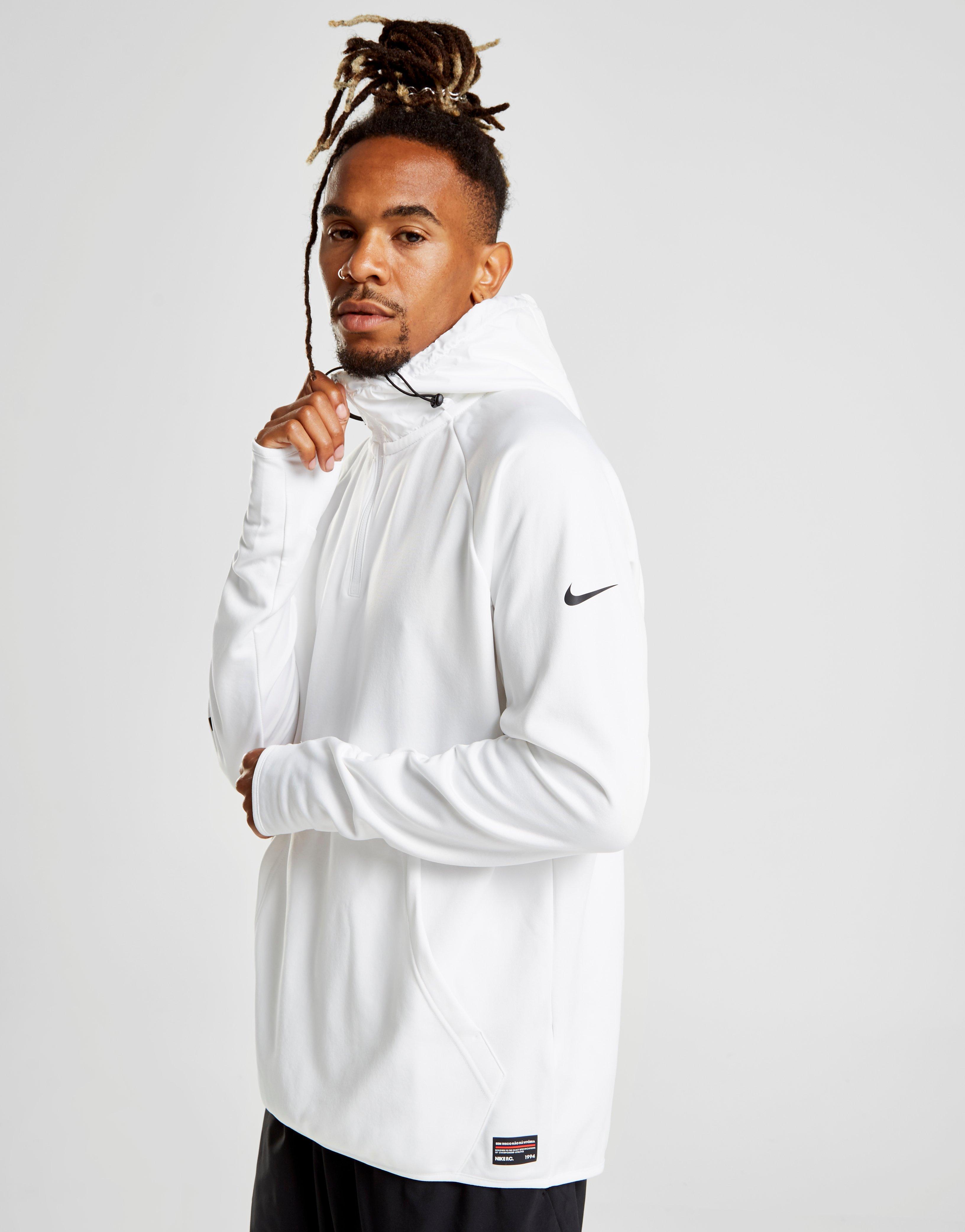 nike fc logo hoodie in white