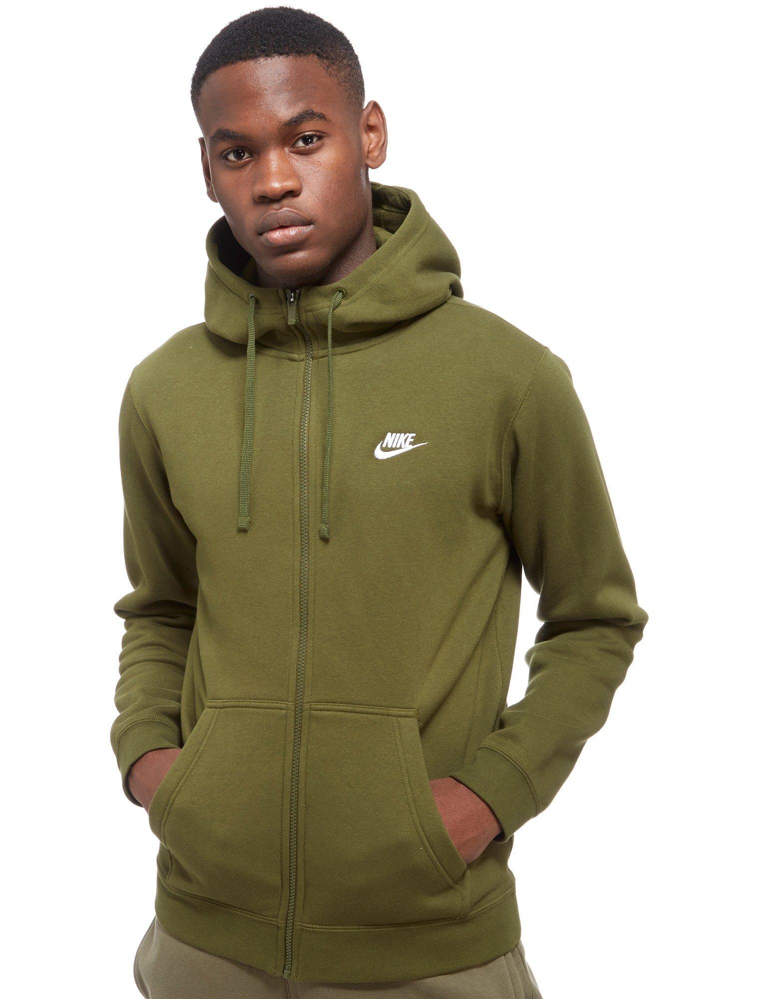 Nike Cotton Foundation Full Zip Hoodie in Olive (Green) for Men - Lyst