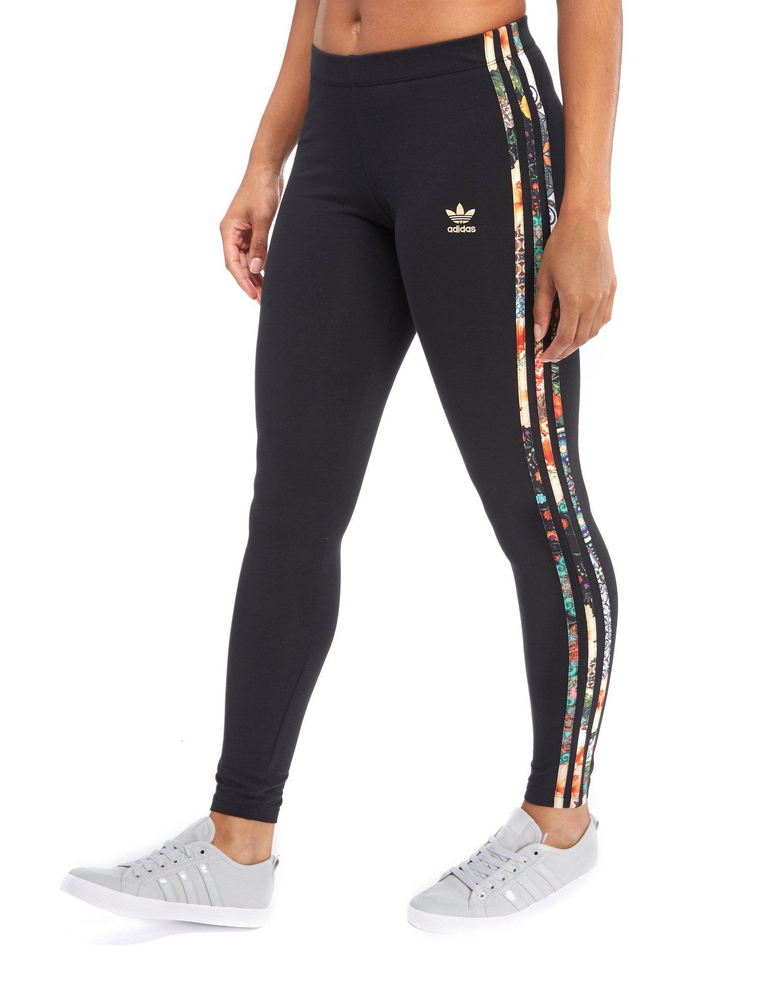 adidas floral 3 stripe leggings