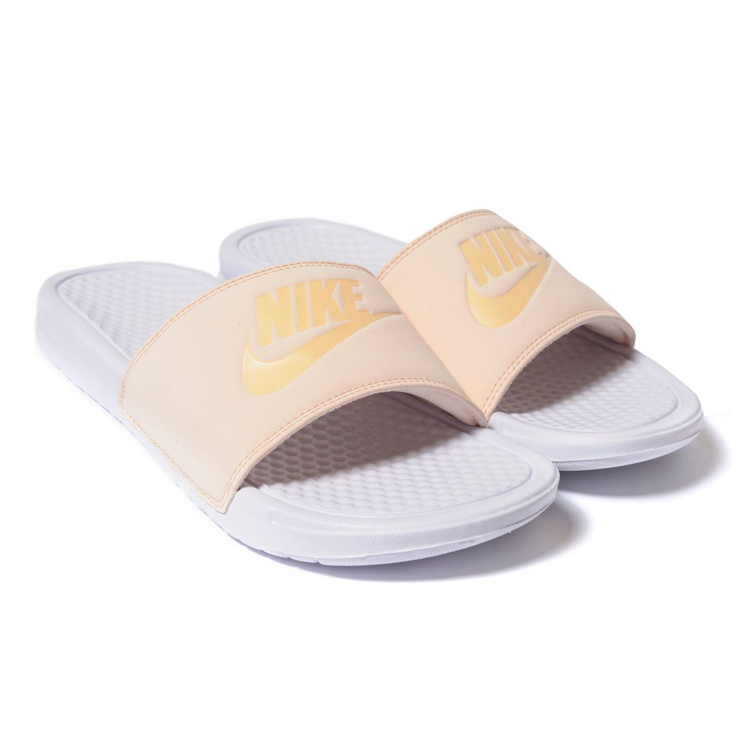 peach nike slides
