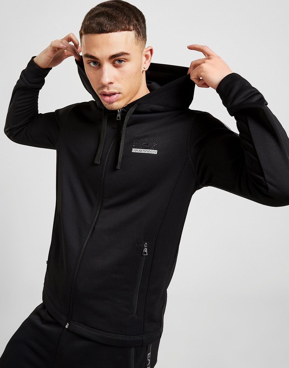 emporio armani ea7 carbon stripe zip through hoodie