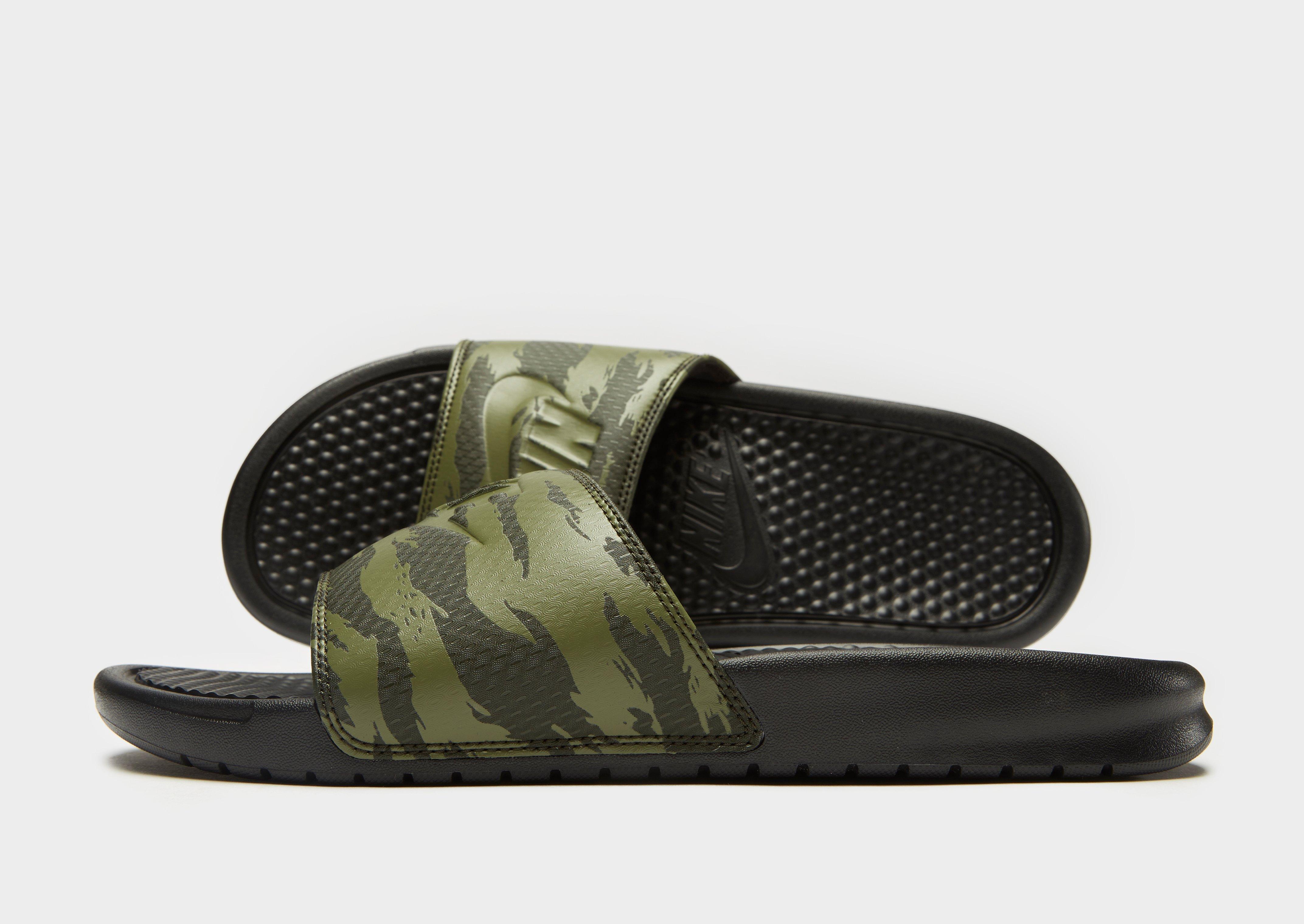 nike benassi slides green