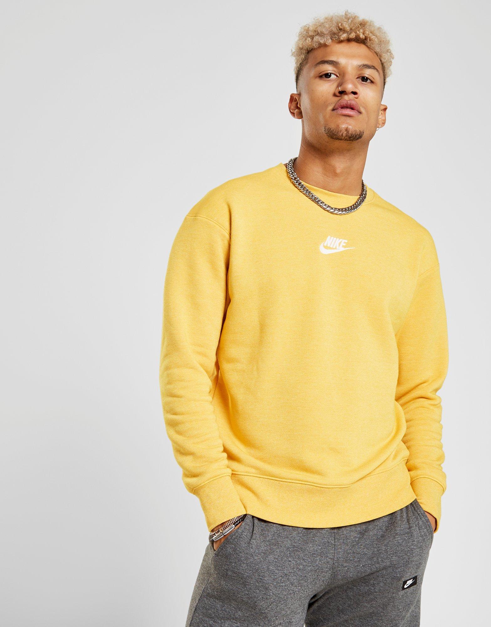 Nike Cotton Heritage Crew Sweatshirt in Yellow for Men - Lyst