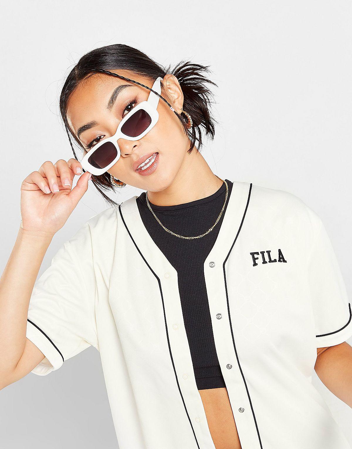 Fila All Over Print Baseball Shirt in White | Lyst UK