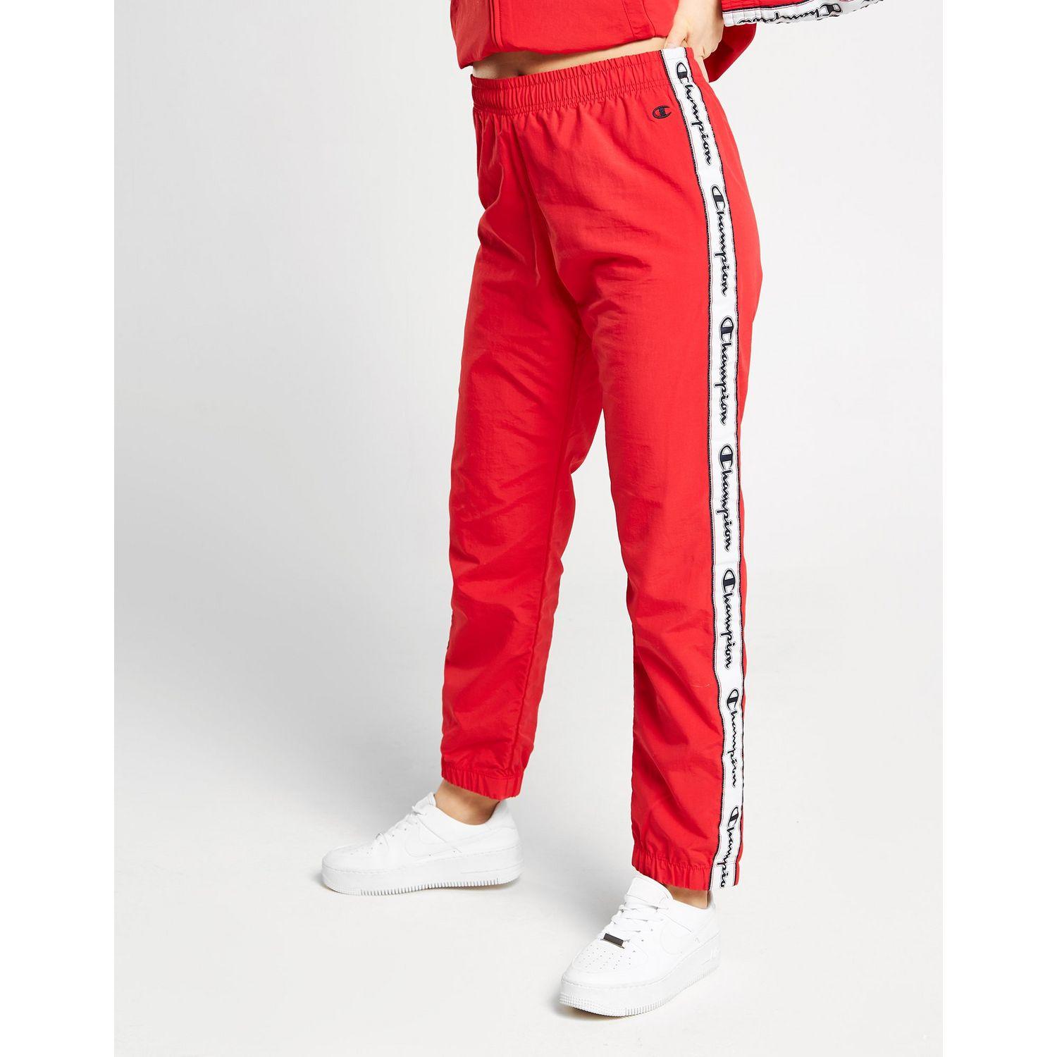 champion black & red taping track pants