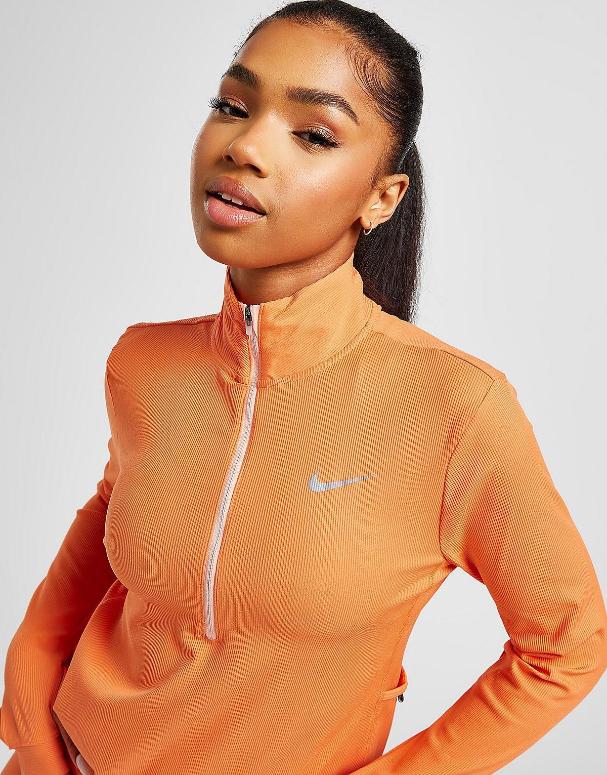 Nike Running Element 1/4 Zip Rib Top in Orange | Lyst UK