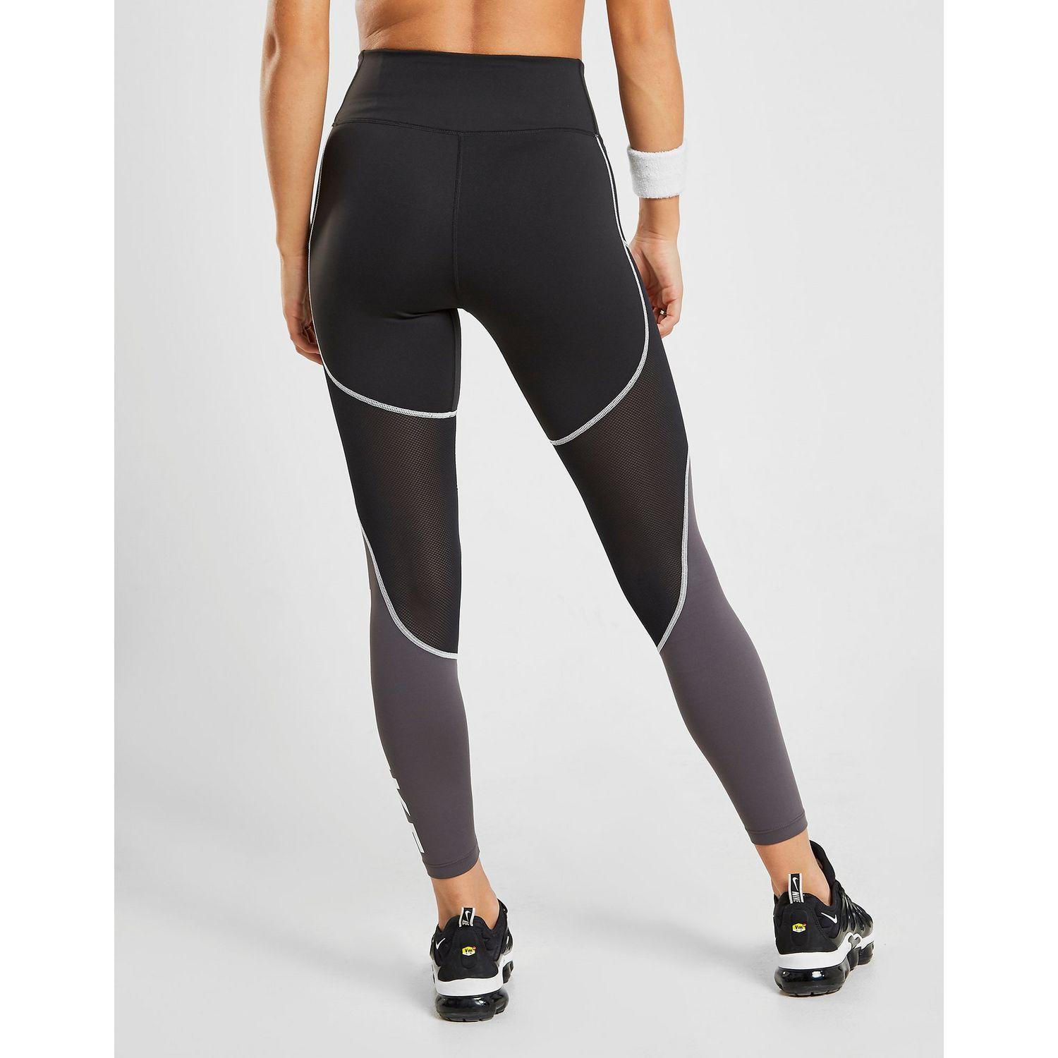 nike training high waist color block leggings in black and gold