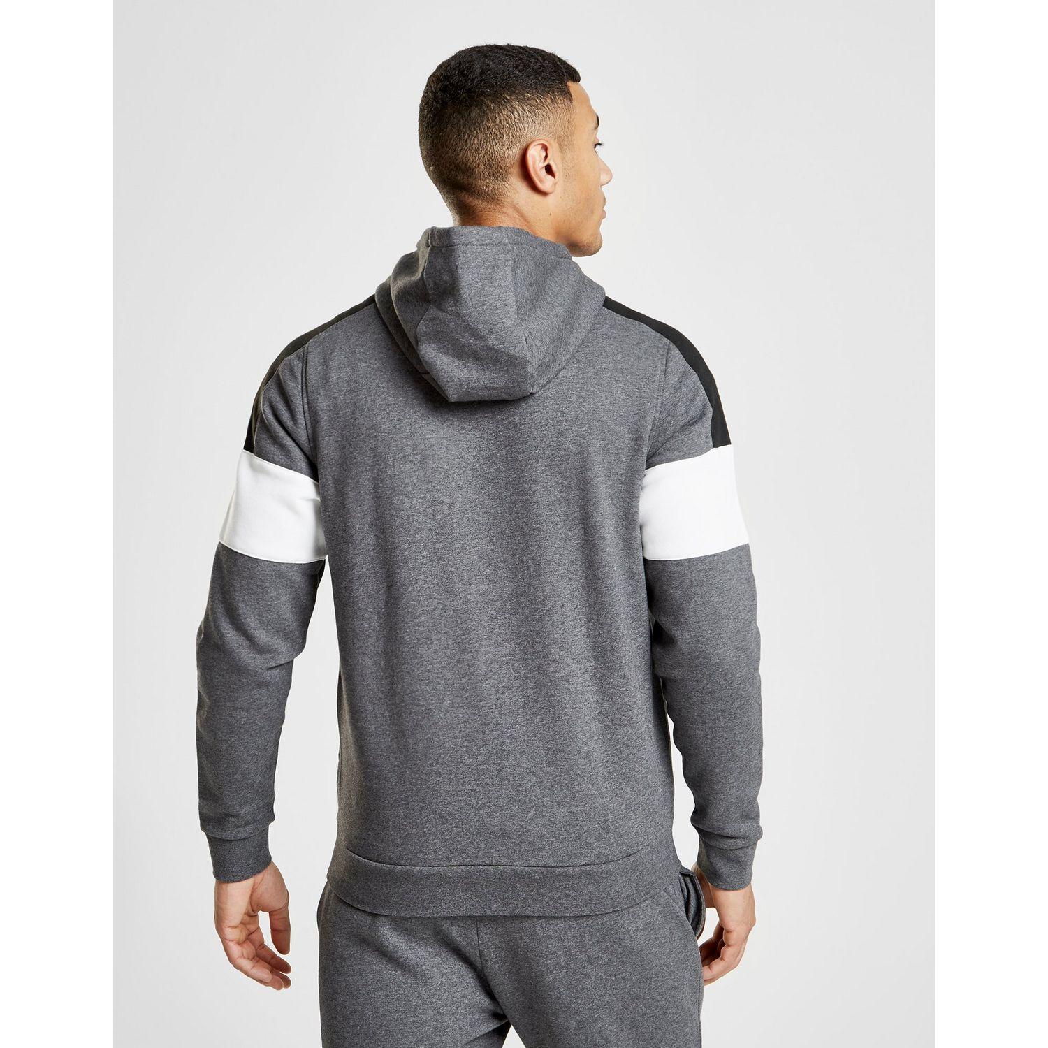 lacoste colour block sleeve zip through hoodie