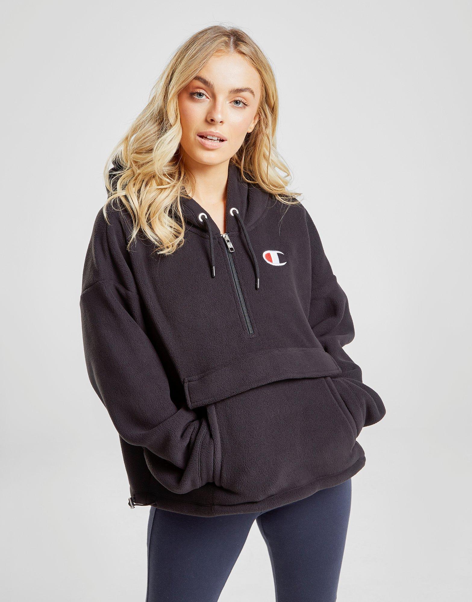 champion hooded half zip sweatshirt