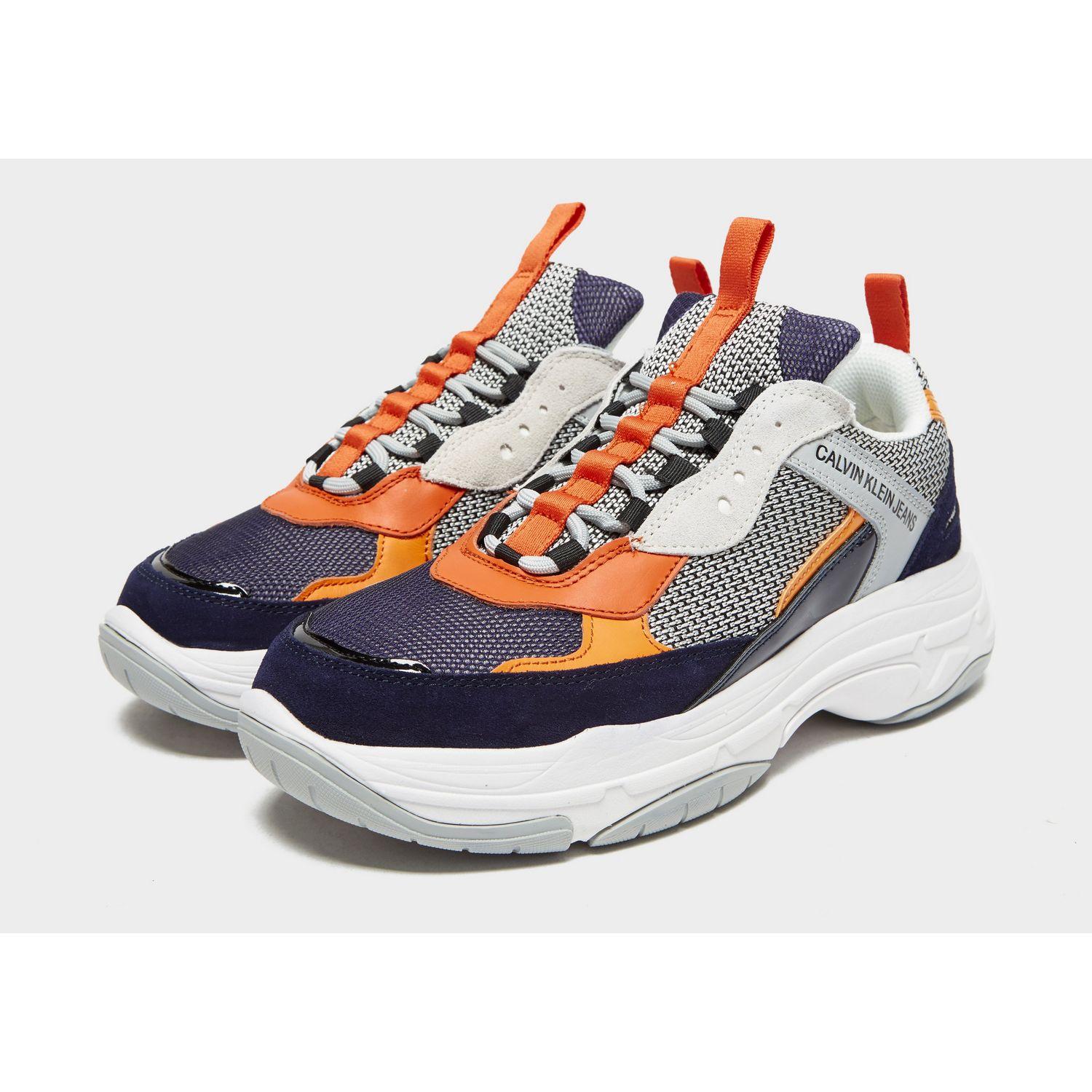 calvin klein navy & orange marvin trainers
