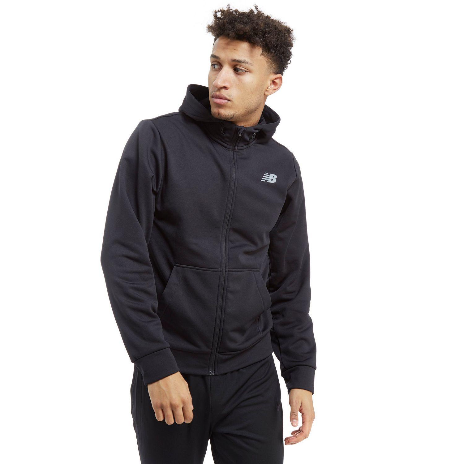 New Balance Synthetic Core Full Zip Poly Hoodie in Black for Men - Lyst
