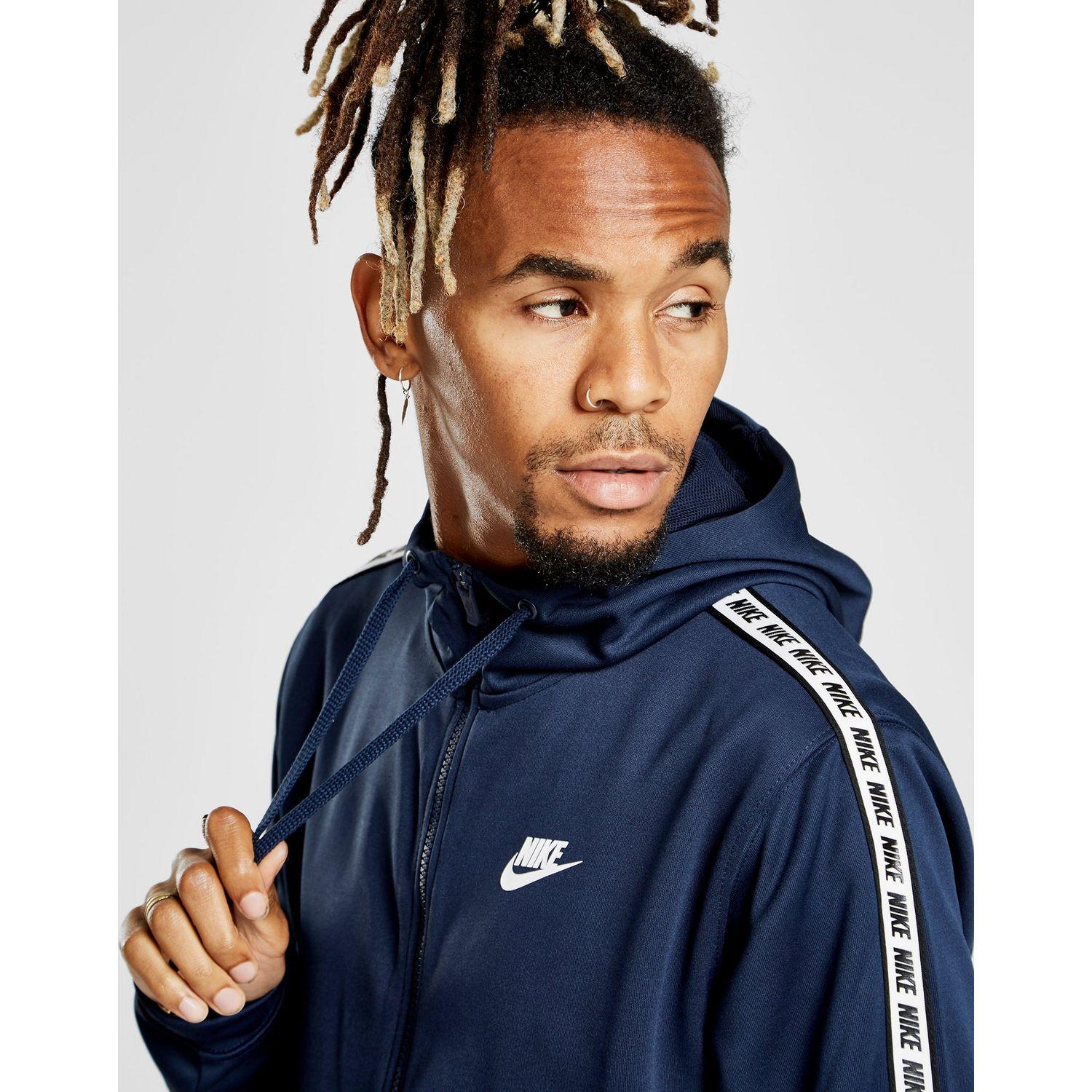 Nike Synthetic Repeat Tape Full Zip Hoodie in Navy/White (Blue) for Men -  Lyst