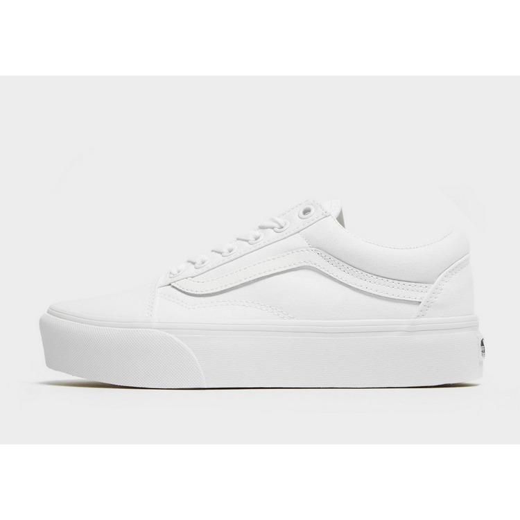 white leather vans platform