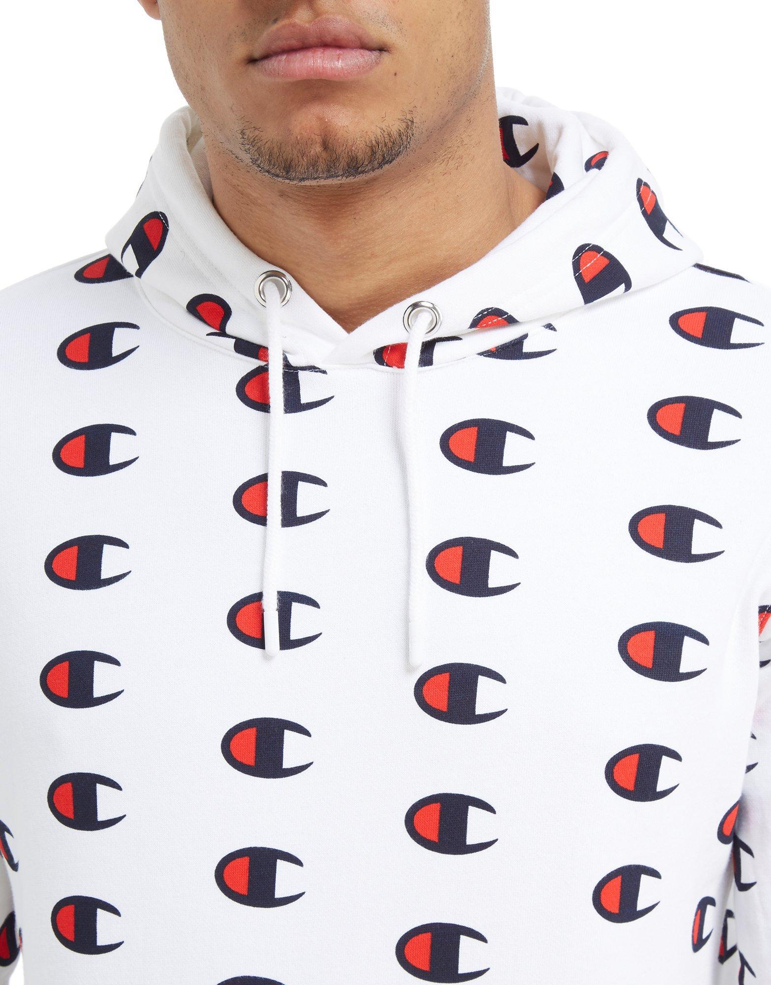 champion all over print navy hoodie