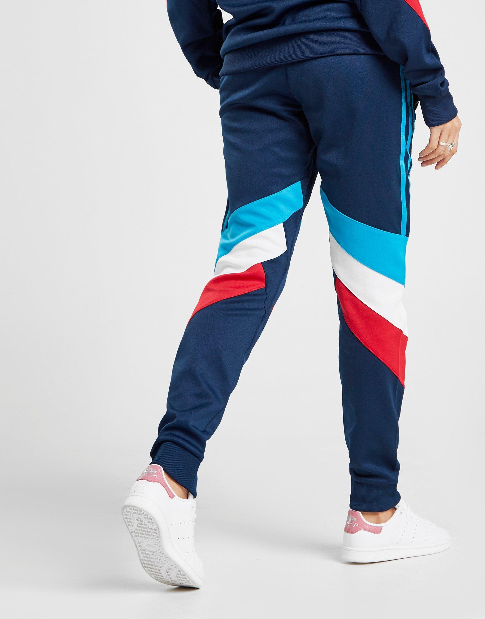 blue and red adidas pants