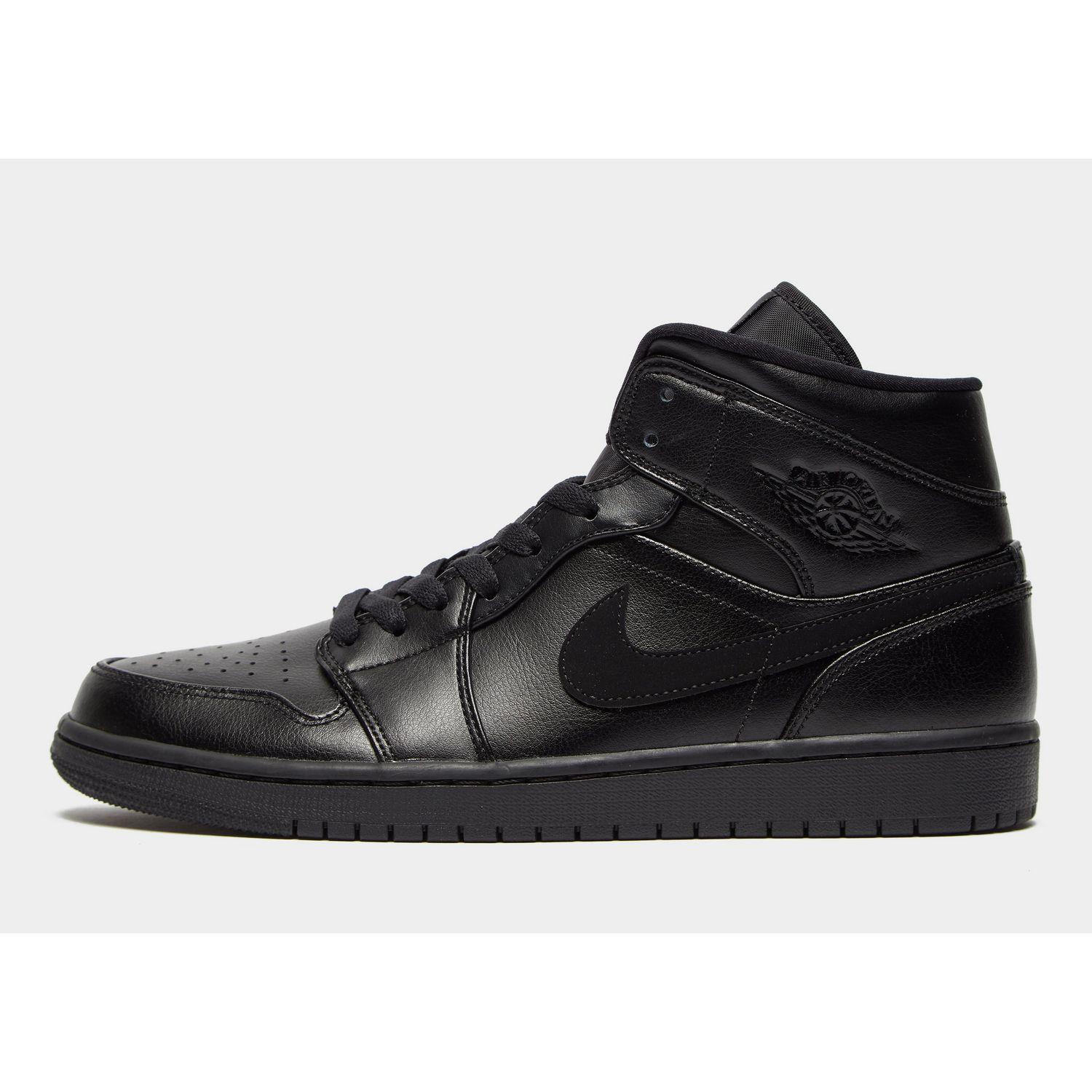 Nike Leather Air 1 Mid in Black/Black/Black (Black) for Men - Lyst
