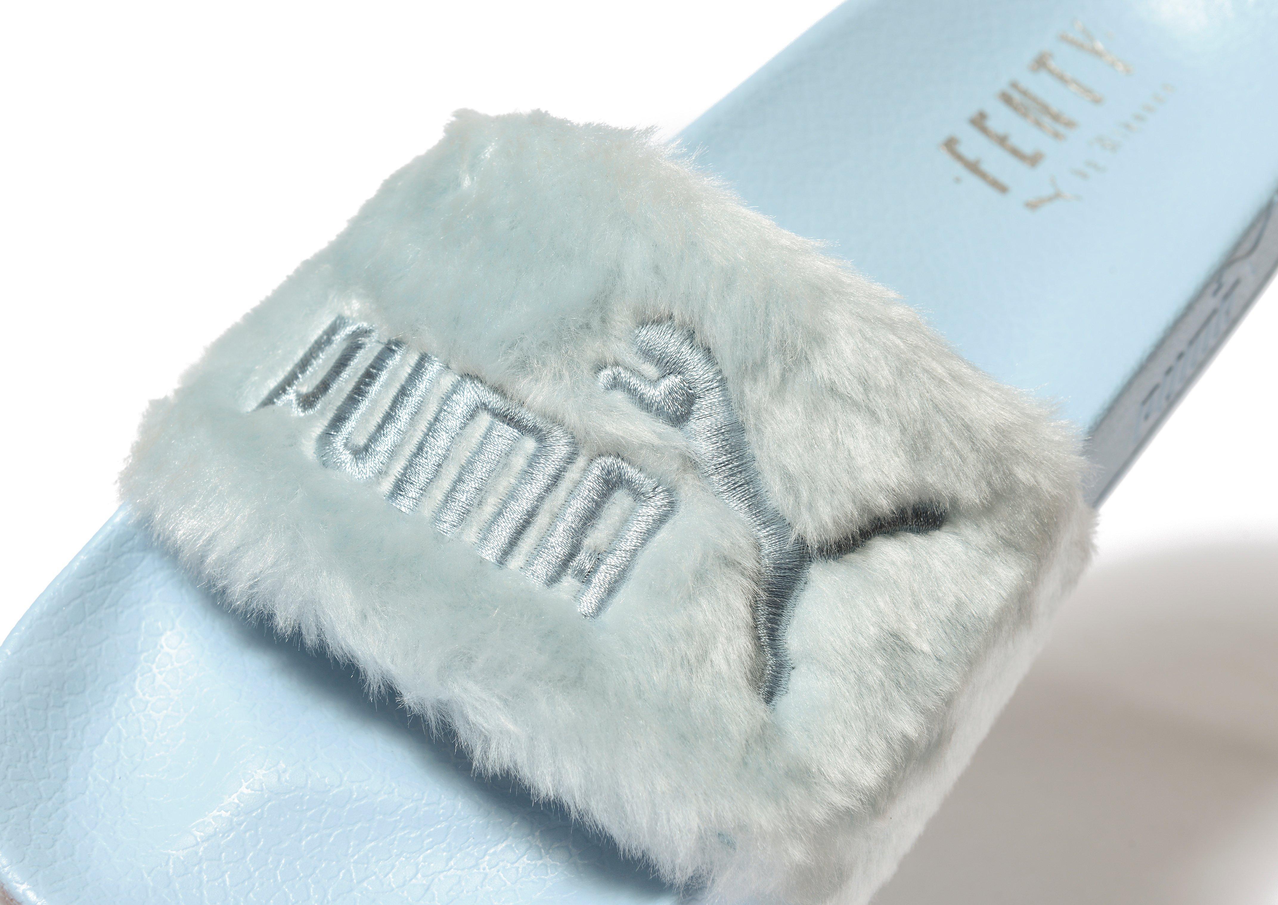 gray fenty puma slides