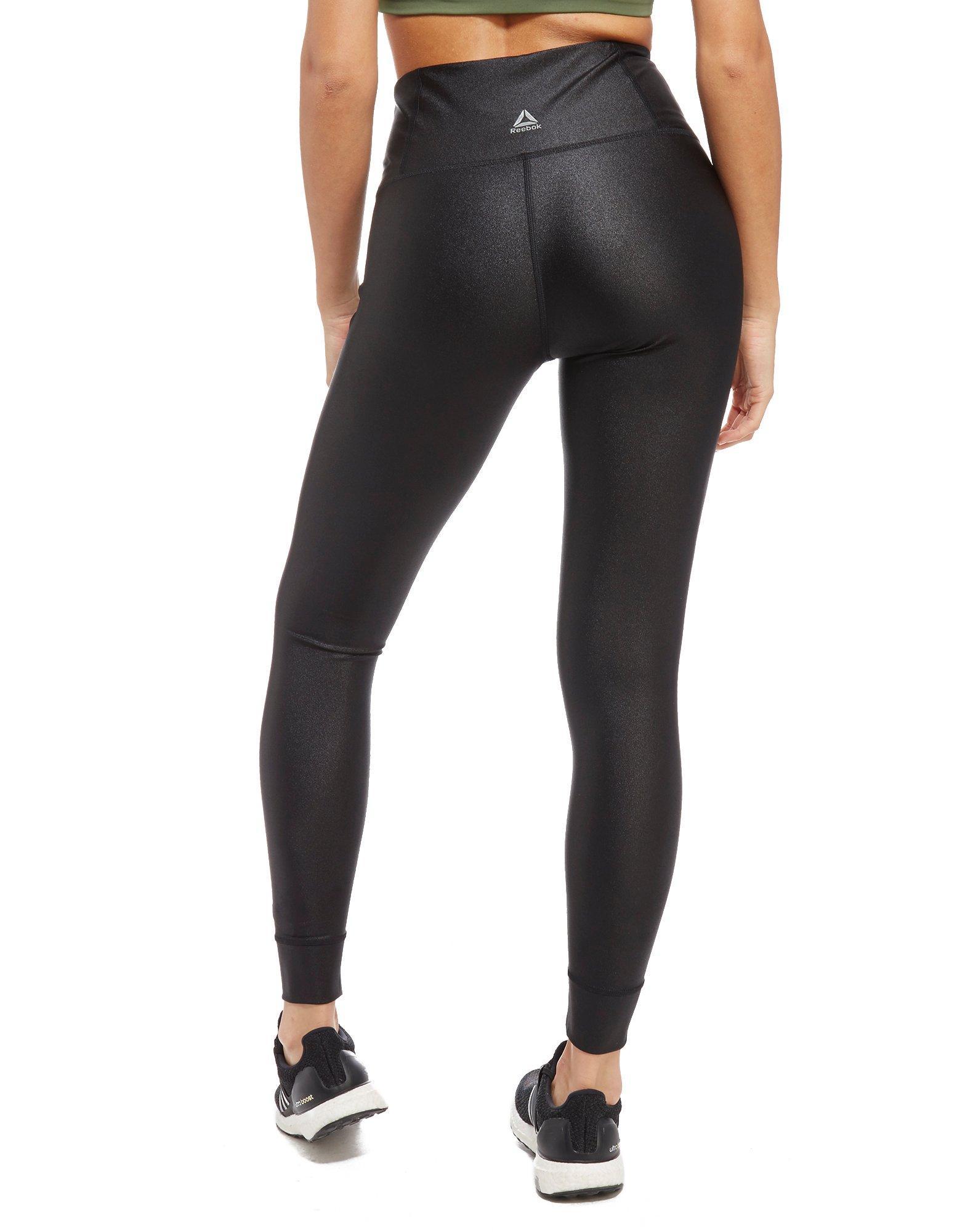 Lyst - Reebok Metallic High Rise Leggings in Black