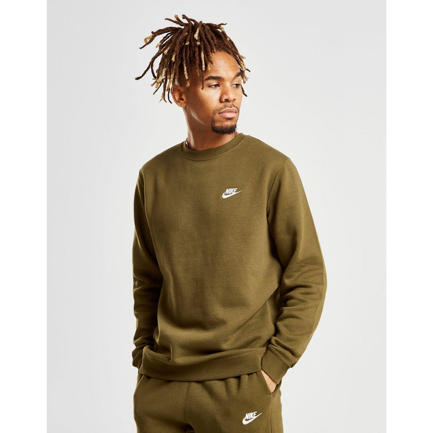 Nike Cotton Club Crew Sweatshirt in Green for Men - Lyst