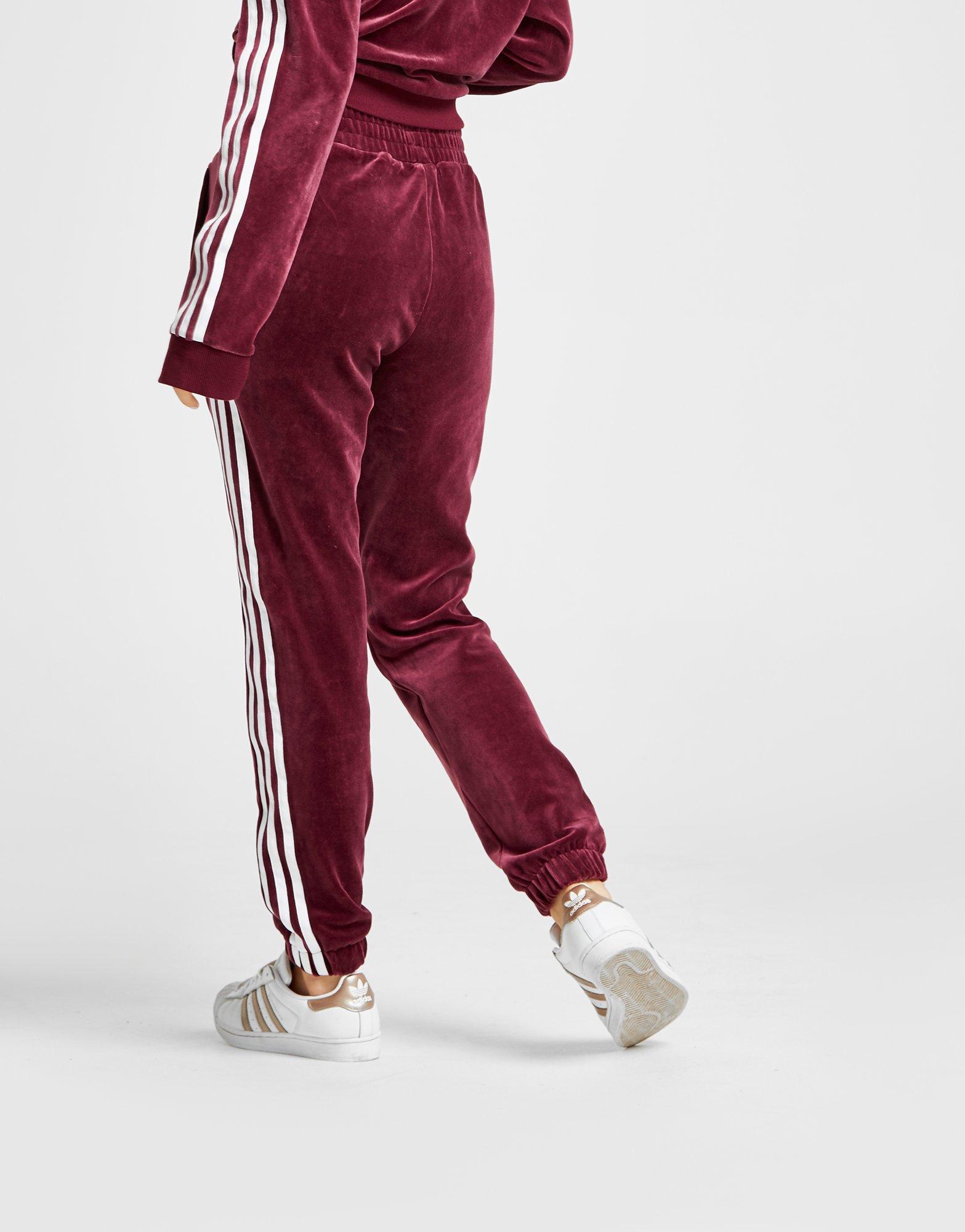 adidas Originals 3-stripes Velvet Track Pants in Red/White (Red) - Lyst